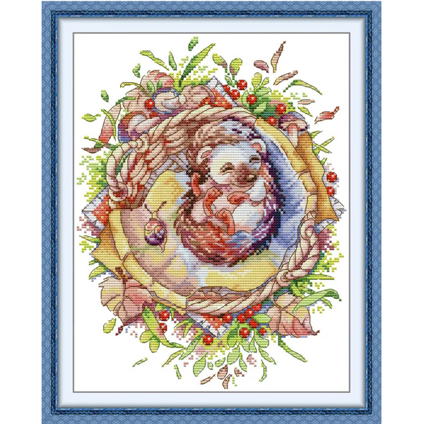 Baby Hedgehog Cross Stitch Kit 14ct Stamped Cross Stitch Hedgehog Counted Cross Stitch Embroidery Kit