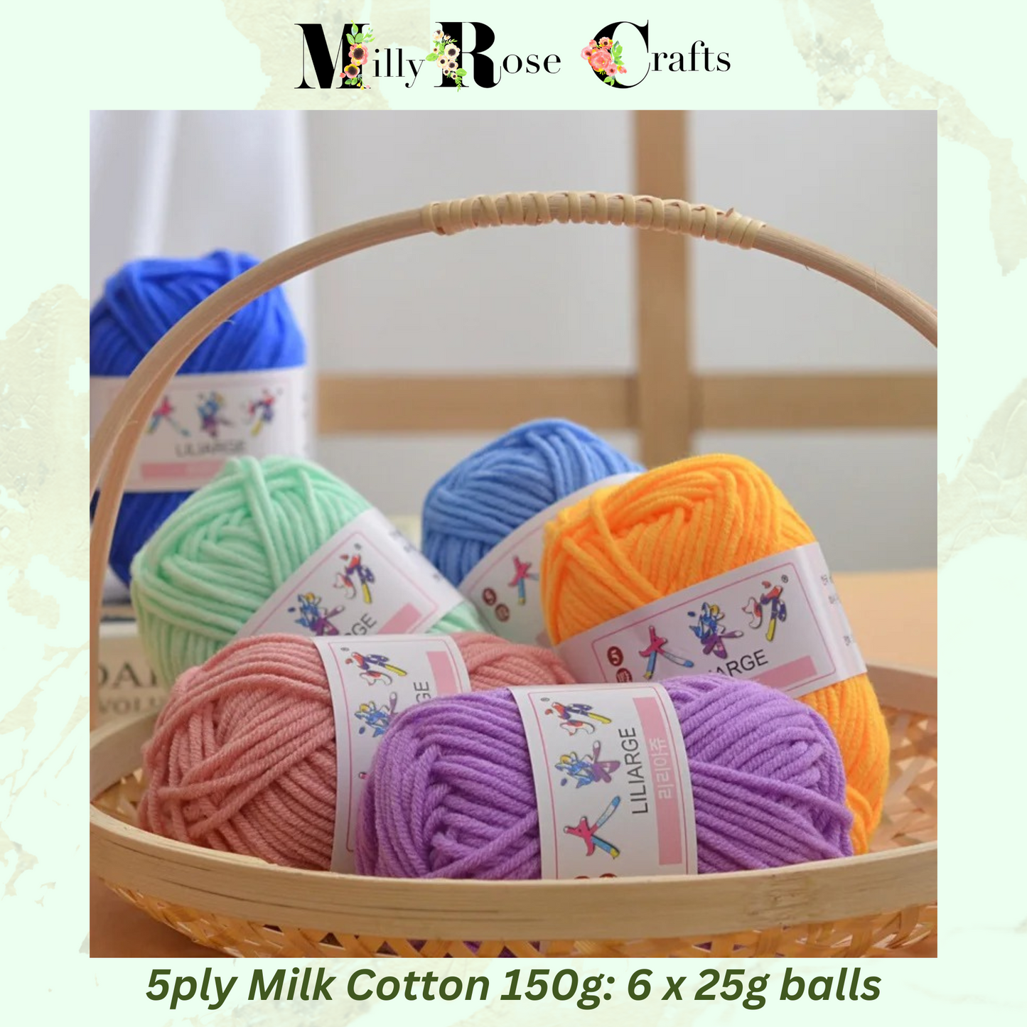 Milk Cotton Yarn 150g 6 x25g balls Fine Quality Hand-Knitting Thread Soft DIY Cotton Threads Baby Wool For Hand Knitting Crochet Yarn