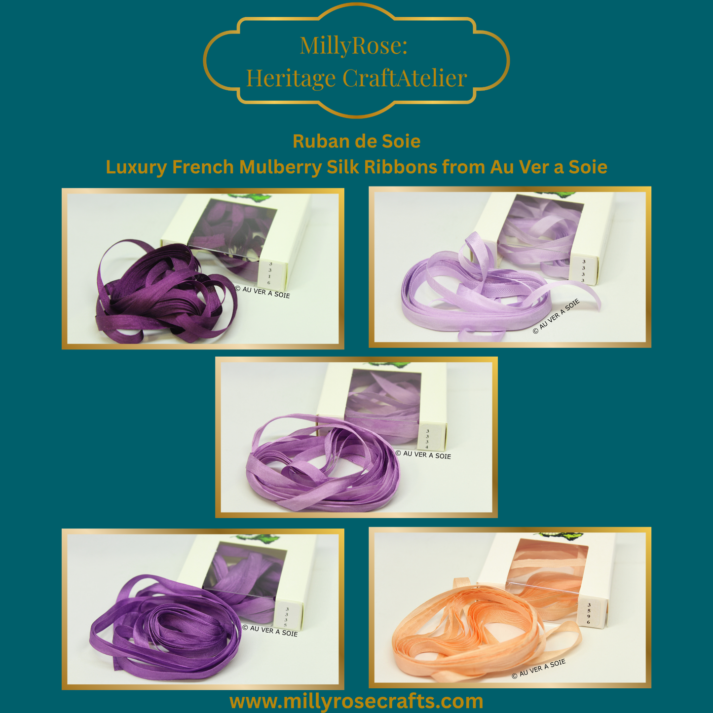 Au Ver à Soie 4mm 7mm mulberry silk 3316, 3333, 3334, 3335, 3596  official swatch
