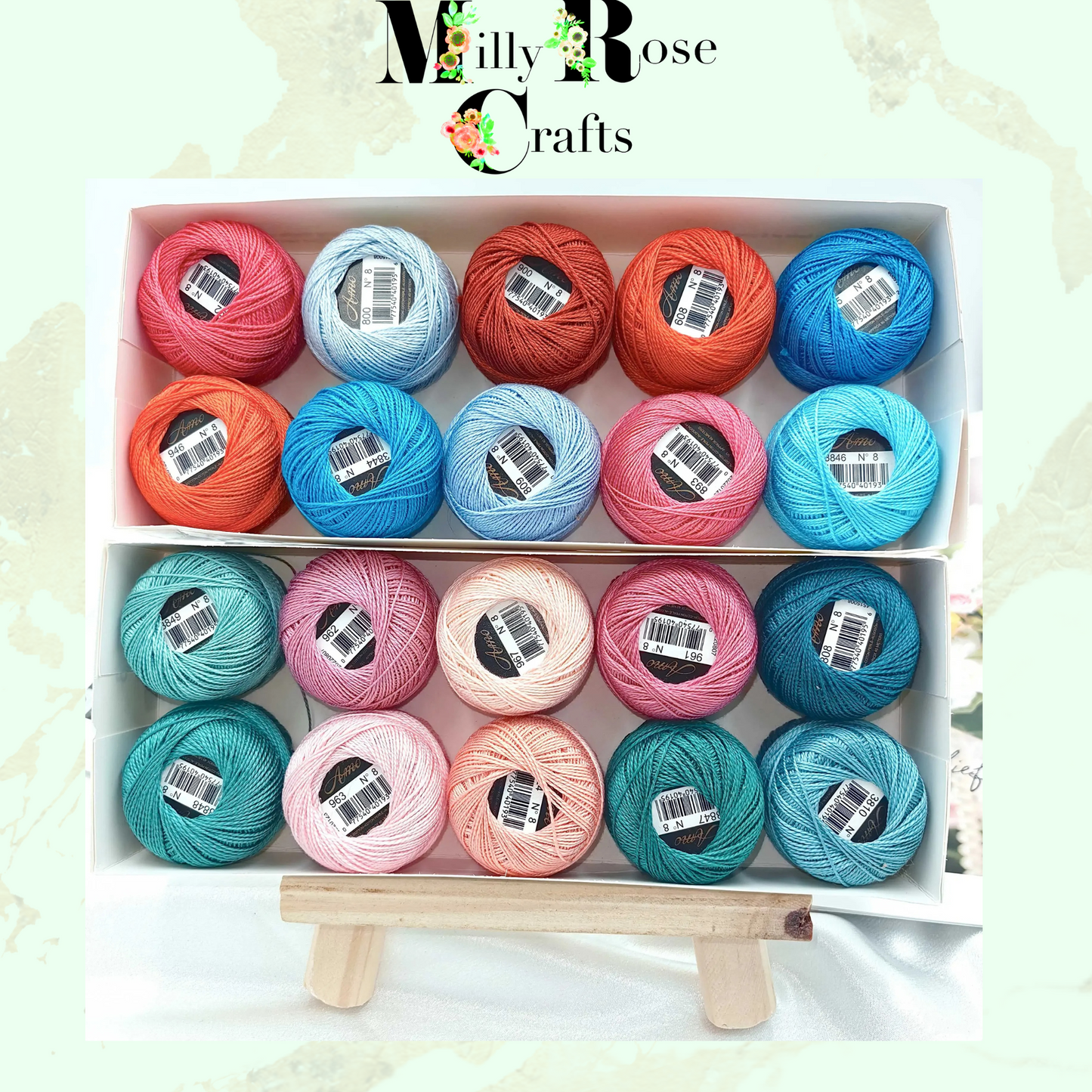 Perle Cotton Size 8 Egyptian Perle Cotton Thread 5gm balls 43yds 10 Assorted Colour Pack  100% Egyptian Long Fibre Cross Stitch Floss Crochet Thread