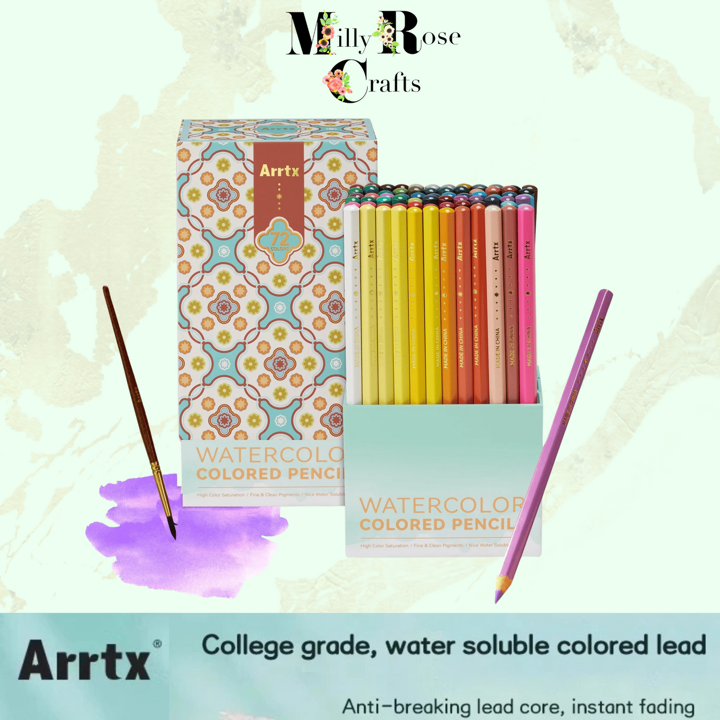 Arrtx Water Colour Pencils 72 Set Artist Grade Non Toxic Pigment Rich Professional Drawing Color Pencil Colouring Sketch Sustainable Art Supplies