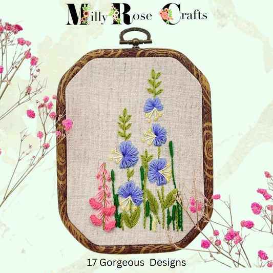 Spring Flower Embroidery Kits Tulip DIY Daisy Flower Pattern Lilac Snow Drops Clover Summer Flower Embroidery kit,Roses Stamped Cross Stitch