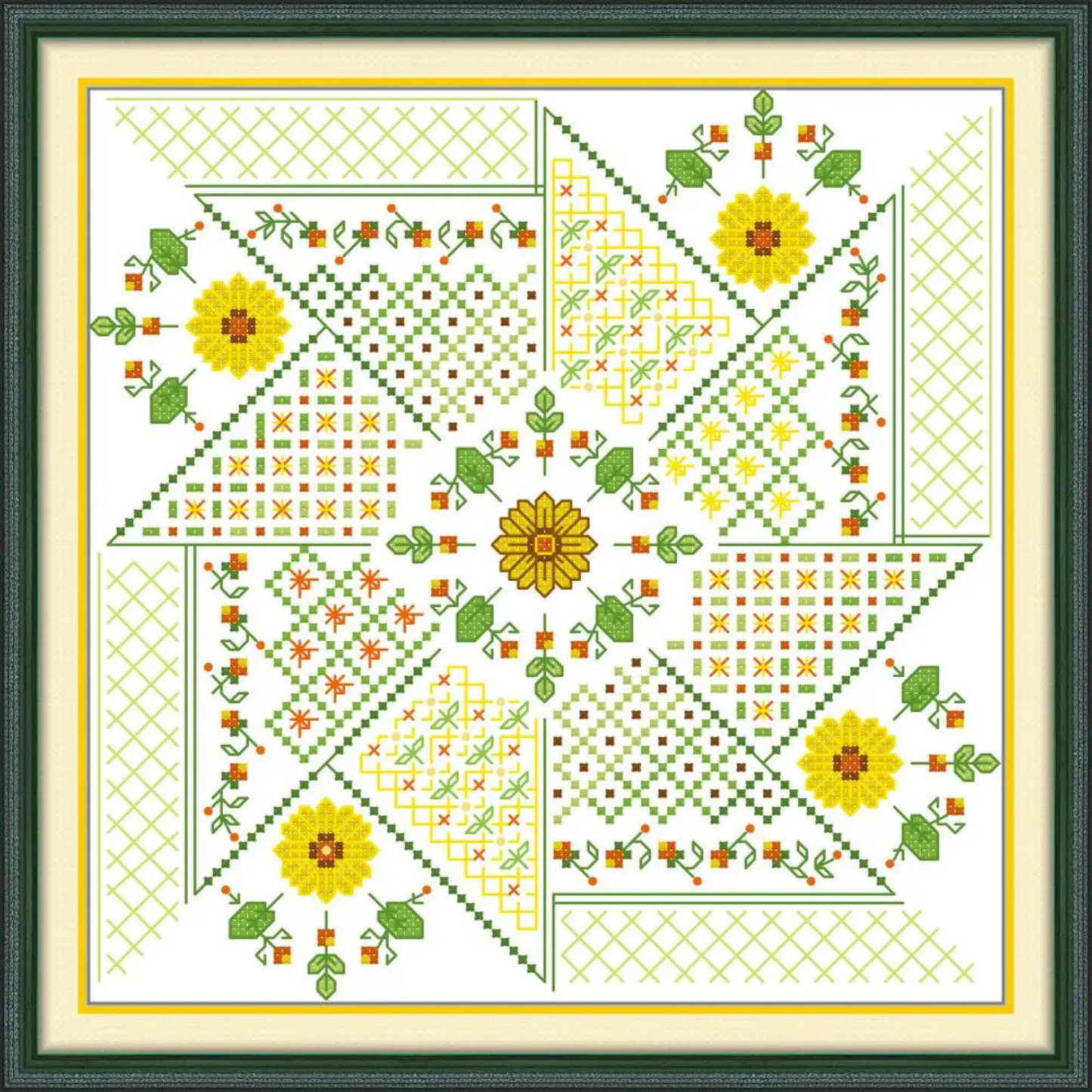 Yellow Daisy Cross Stitch Kit 14ct Stamped Cross Stitch Mandala  Counted Cross Stitch Flower Windmill Embroidery Kit