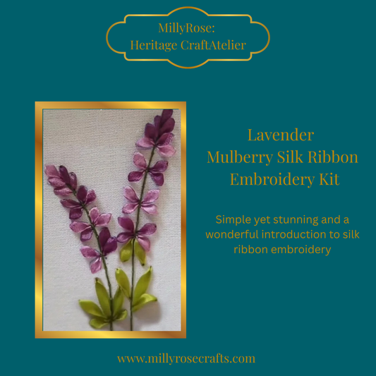 Mulberry Silk Ribbon Lavender Embroidery Kit Beginner Friendly – Silk Road Collection
