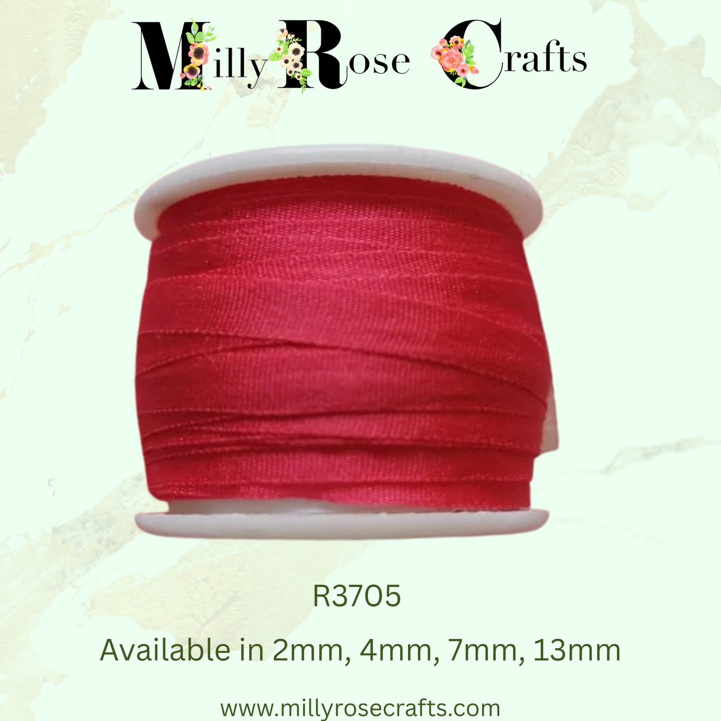 Premium 100% Mulberry Silk Ribbon  Artisan Single Color Collection 2mm,4mm,7mm,13mm,20mm widths