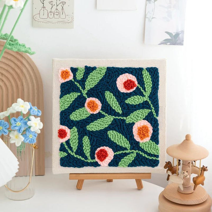 Modern Abstract Flower punch needle kit with frame 