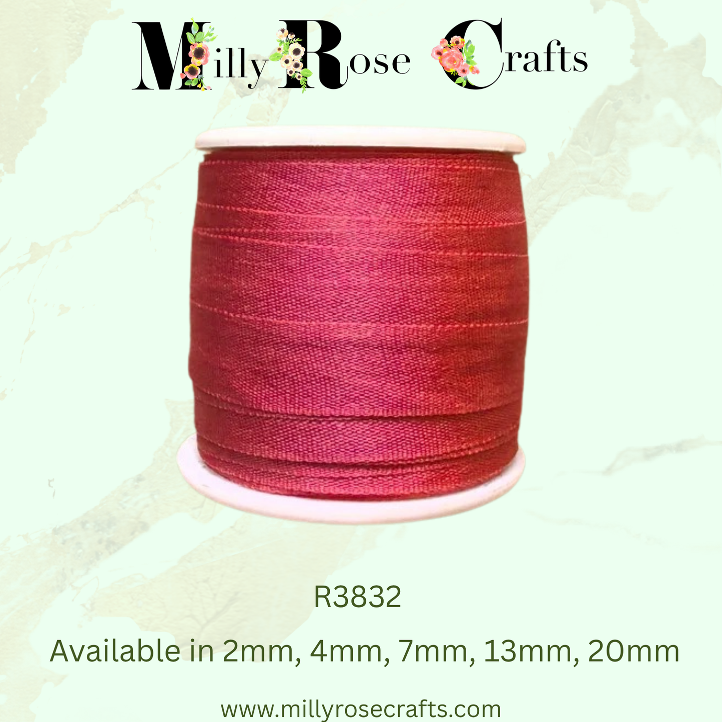 Premium 100% Mulberry Silk Ribbon  Artisan Single Color Collection 2mm,4mm,7mm,13mm,20mm widths