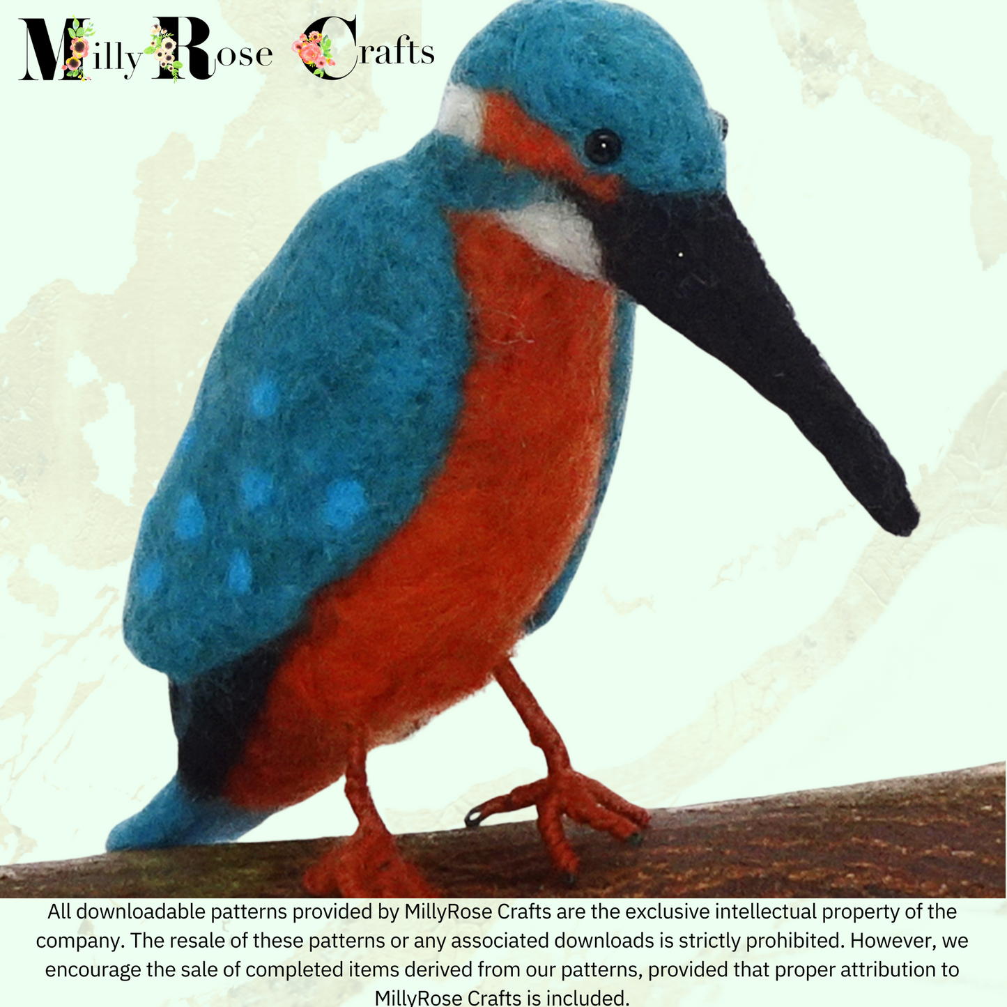 Kingfisher Needle Felting Pattern .pdf Download Bird Felting Pattern Beginner's Needle Felting Guide Download MillyRose Crafts.pdf felting