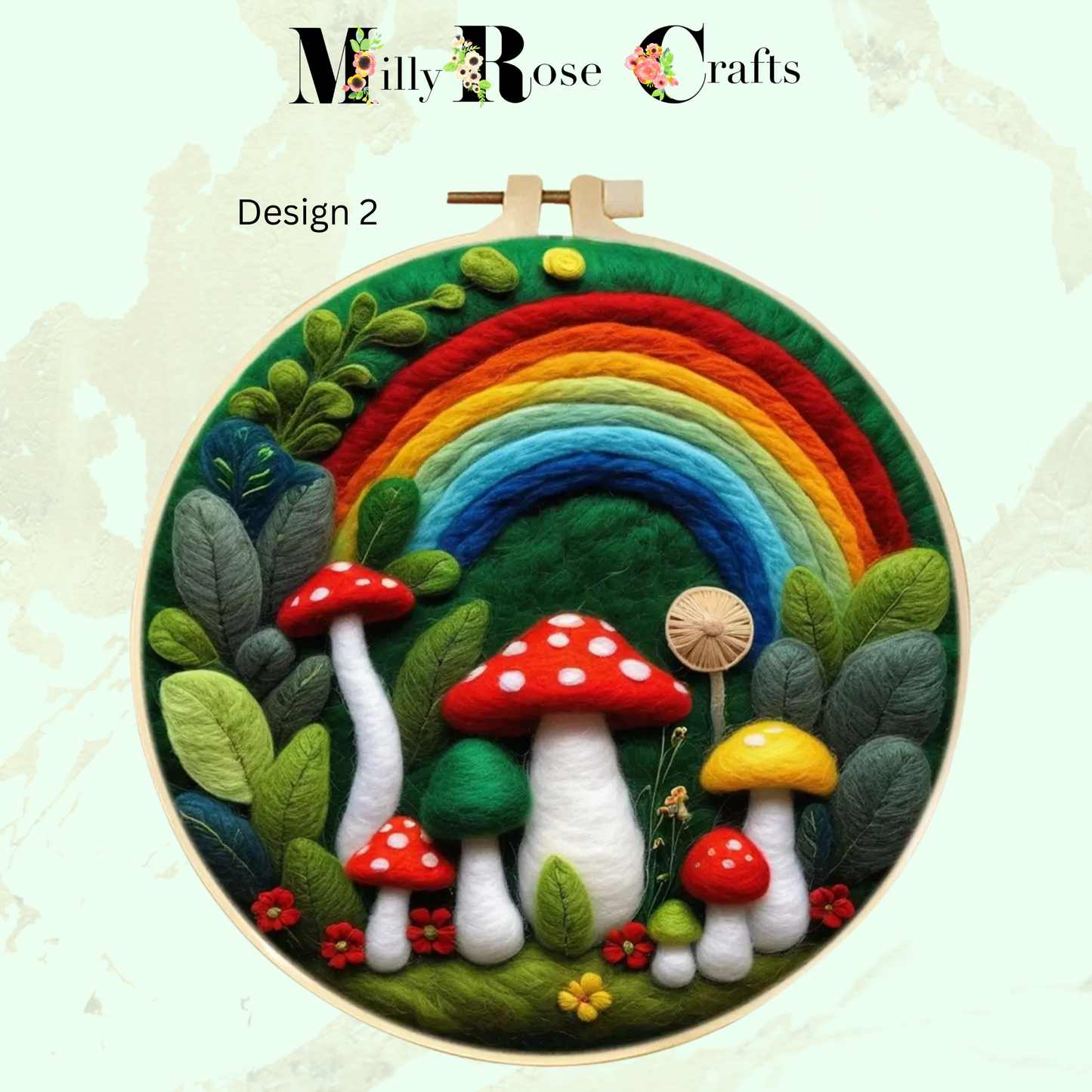 Mushroom Felting Kit 2d Wool Painting Merino Wool Felt Kit Beginner Easy Felting Kit Adult, Christmas Craft Gift Idea Set 2