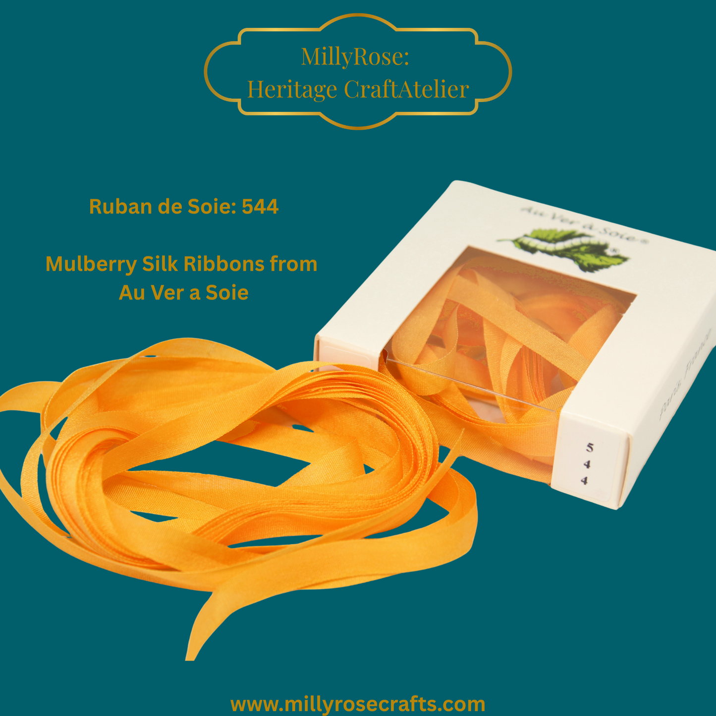 Au Ver à Soie 4mm 7mm mulberry silk ribbon color 544, official swatch