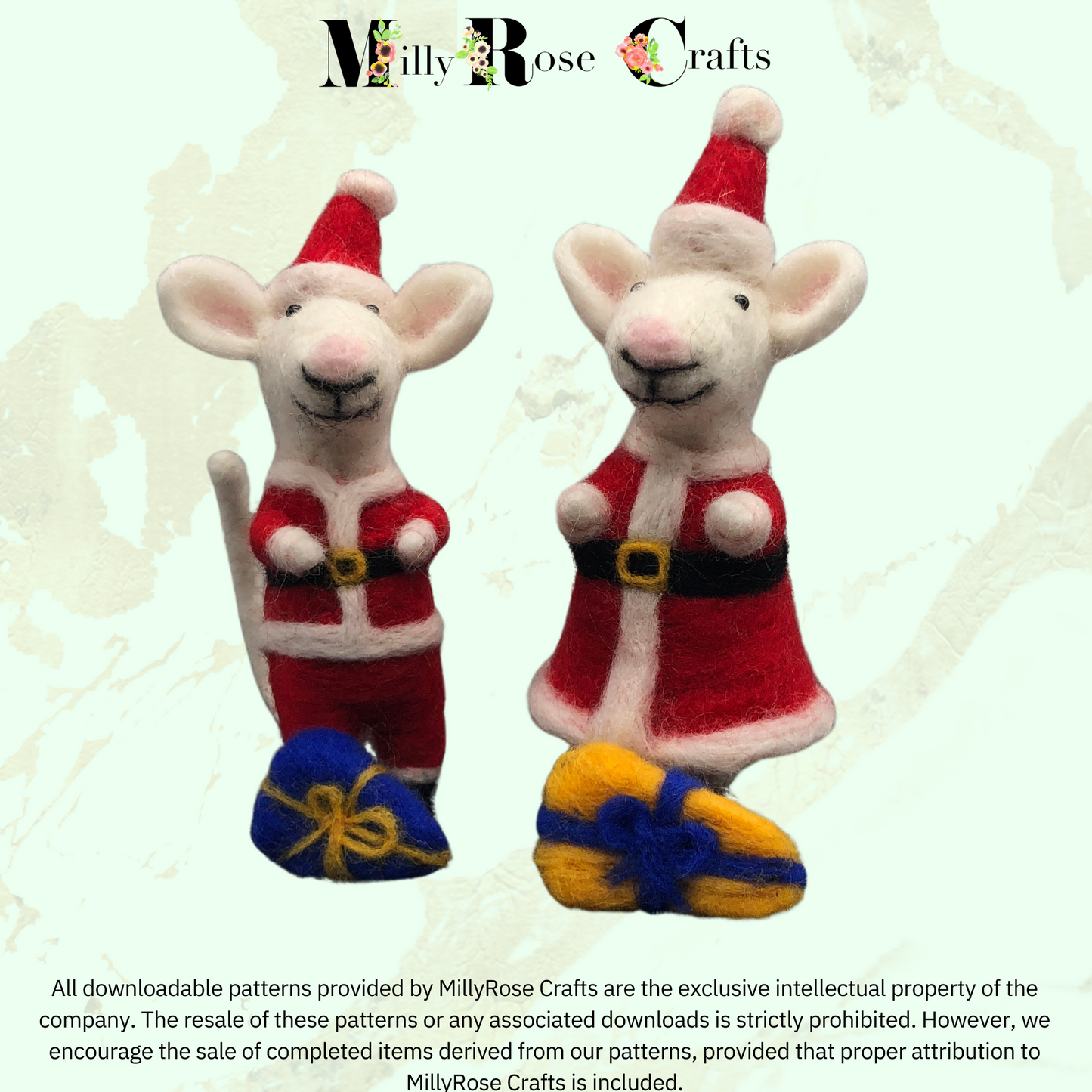 Christmas Mice Needle Felting Pattern pdf Felted Santa Mouse Xmas Felting Download Pattern Beginner's Needle Felting Guide pdf DIY Felting