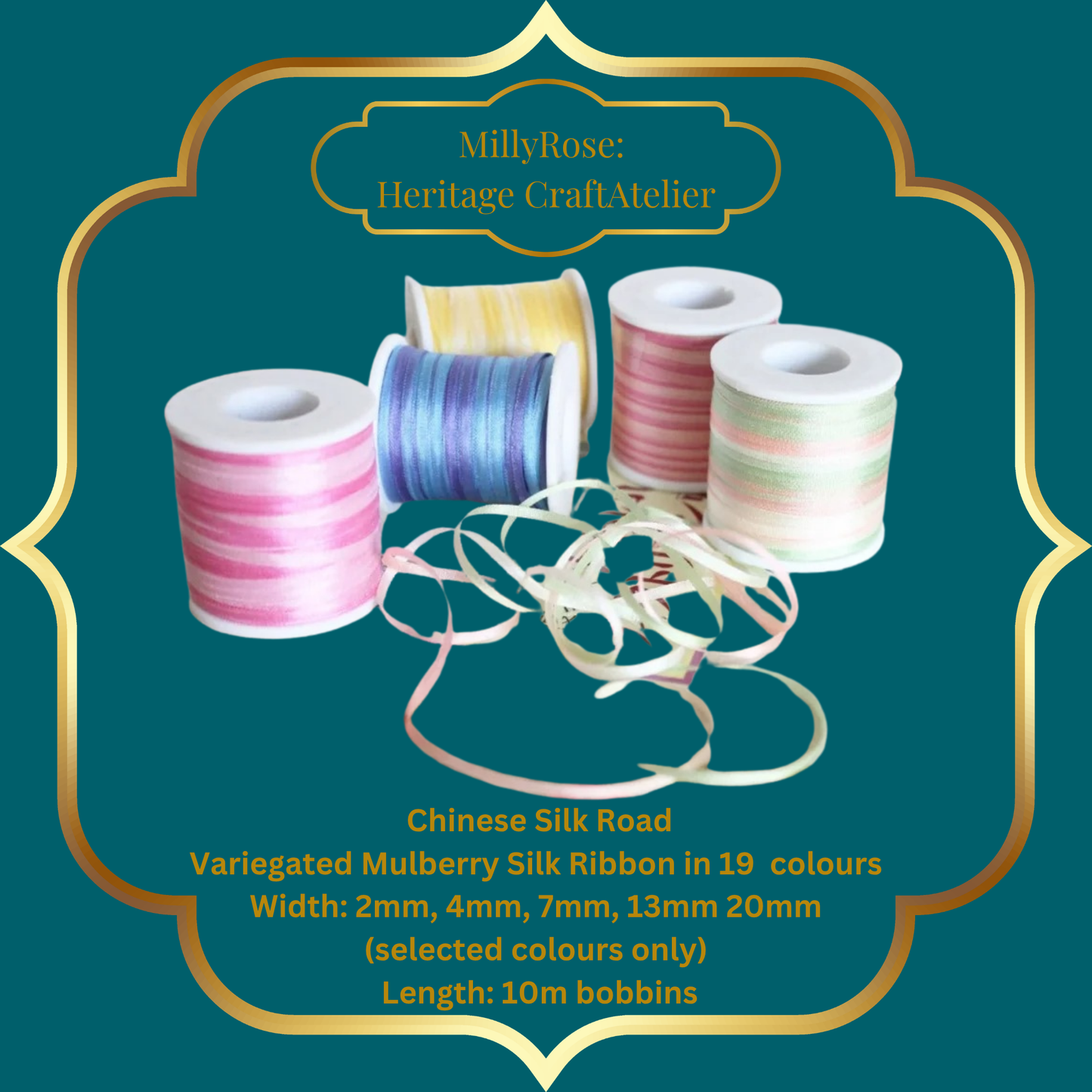 Premium 100% Mulberry Silk Ribbon  Artisan Single Color Collection 2mm,4mm,7mm,13mm,20mm widths