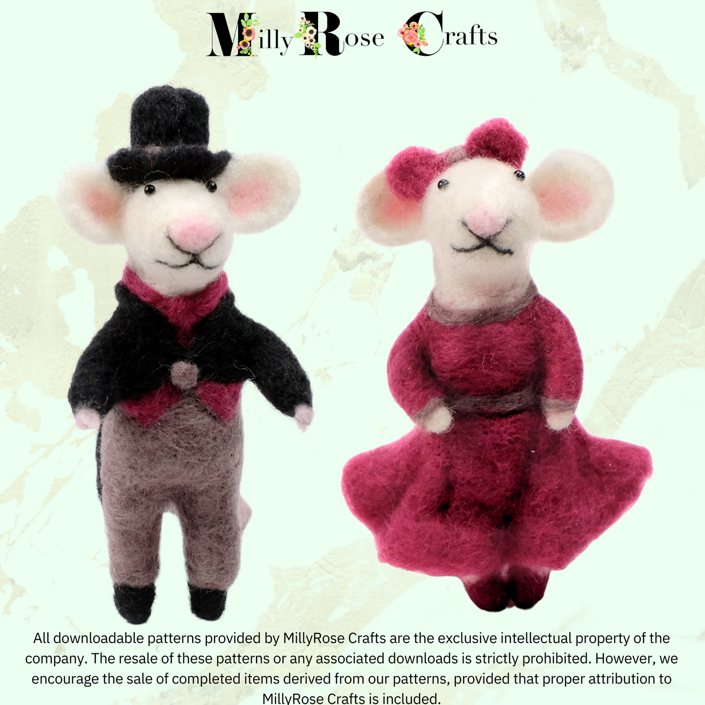 Mouse Needle Felting Download Pattern .pdf Edward & Mrs Mouse Felting Pattern Beginner's Mice Needle Felting Guide pdf Download DIY Felting