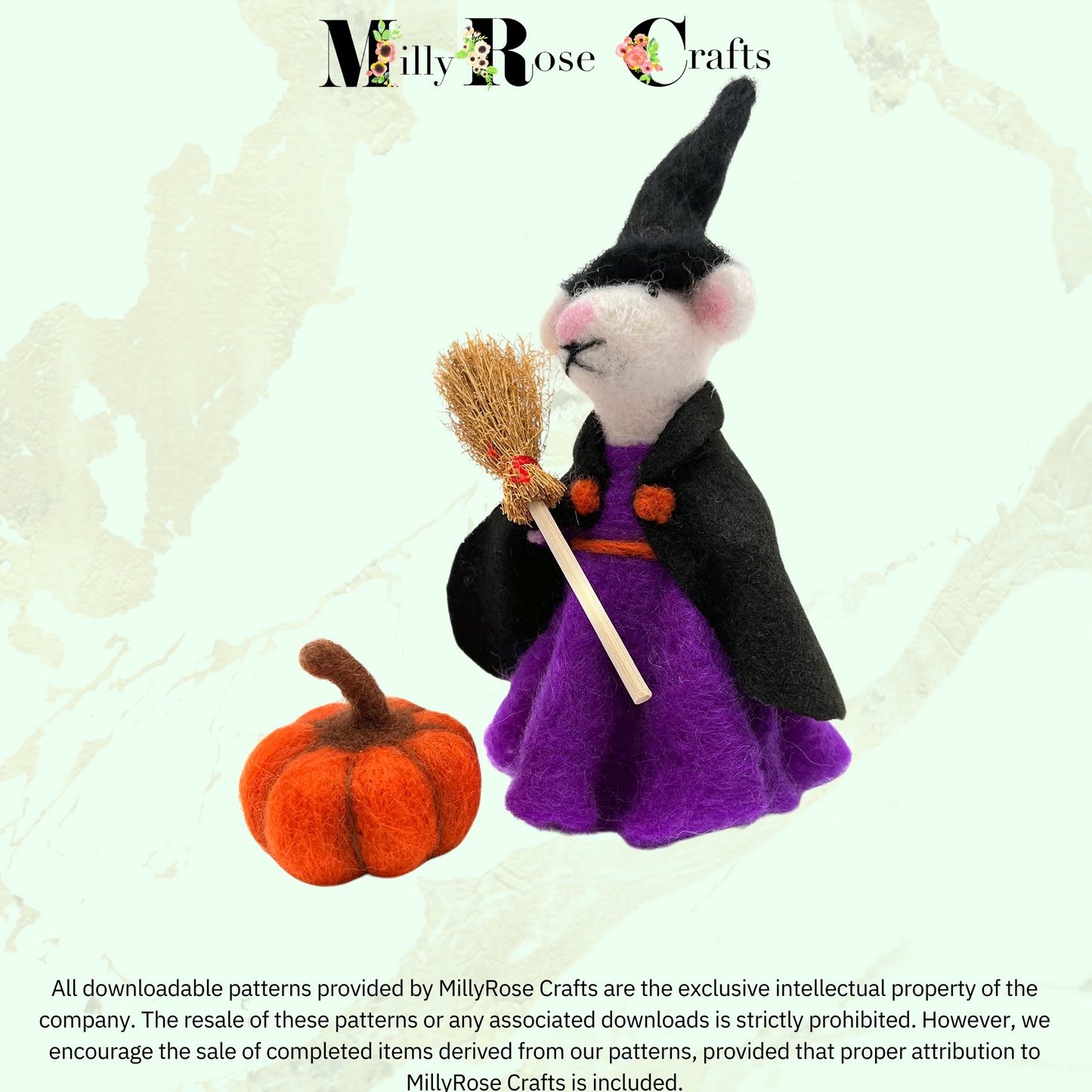 Witchy Mouse Felting Download Pattern .pdf Witch & Pumpkin Felting Pattern Beginner's Halloween Needle Felting Guide pdf Download DIY Felting