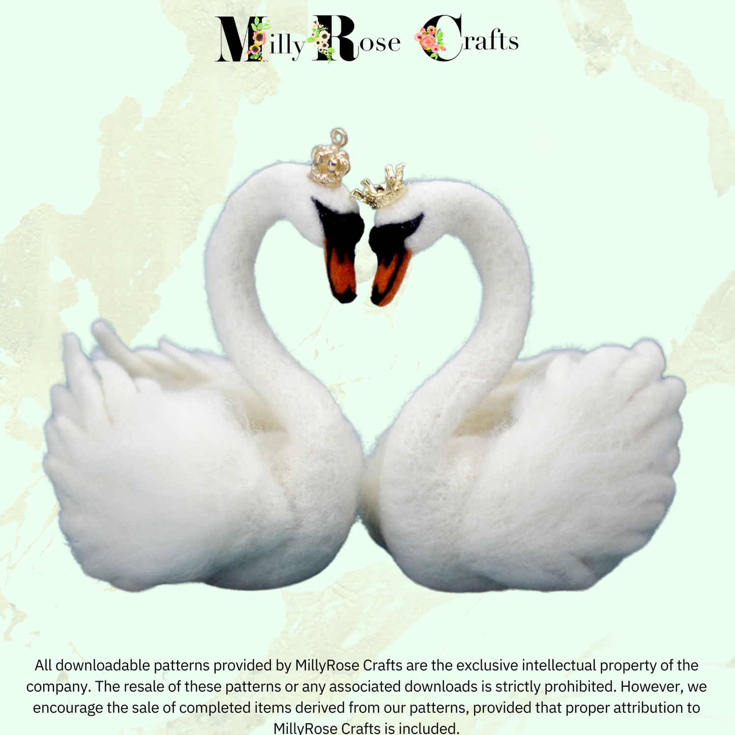 Swans Needle Felting Pattern pdf Download Regal Swan Bird Felting Pattern Beginner's Needle Felting Guide Download MillyRose Crafts Patterns