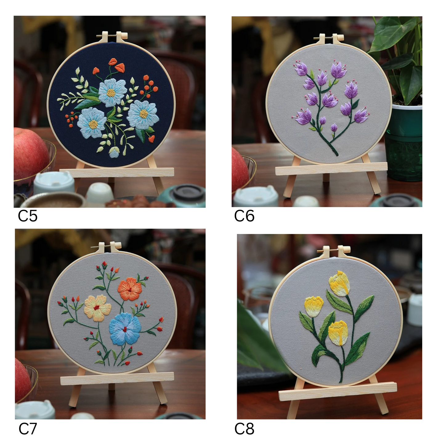 Vibrant Flower Embroidery Kits