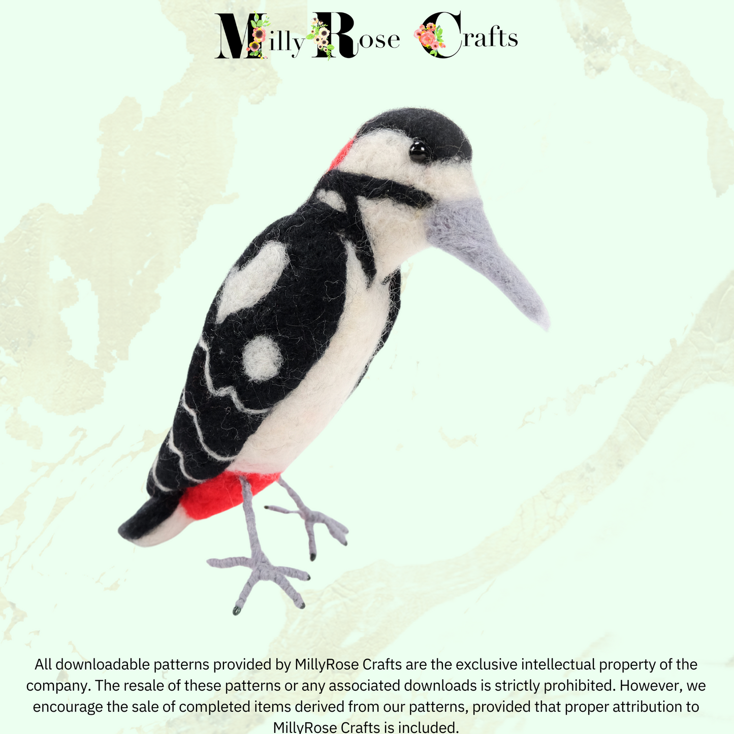 Wood Pecker Needle Felting Pattern .pdf Download Woodpecker Bird Felting Pattern Beginner's Needle Felting Guide Download MillyRose Crafts.pdf felting