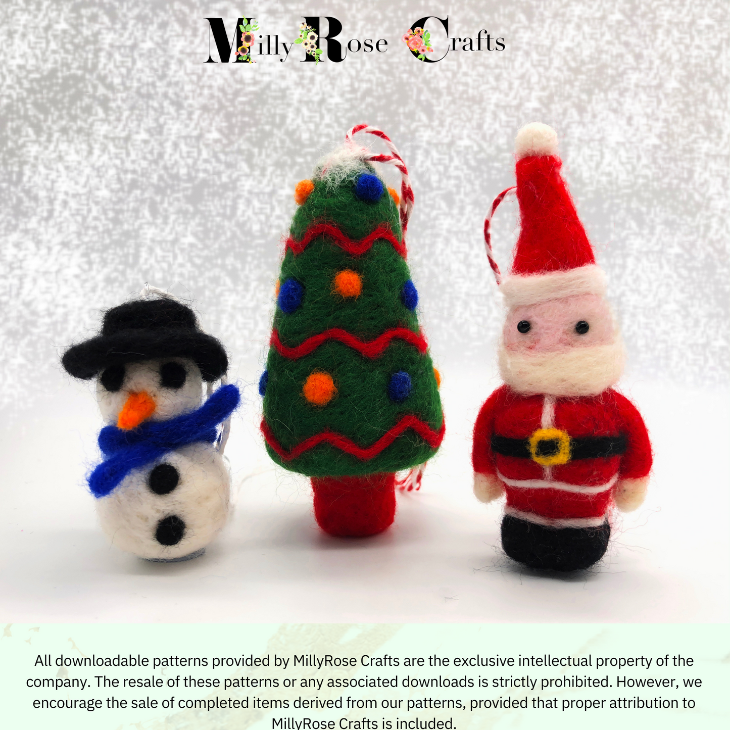 Christmas Baubles Needle Felting Pattern pdf Santa Snowman Tree Felting Download Pattern Beginner's Needle Felting Guide pdf DIY Felting