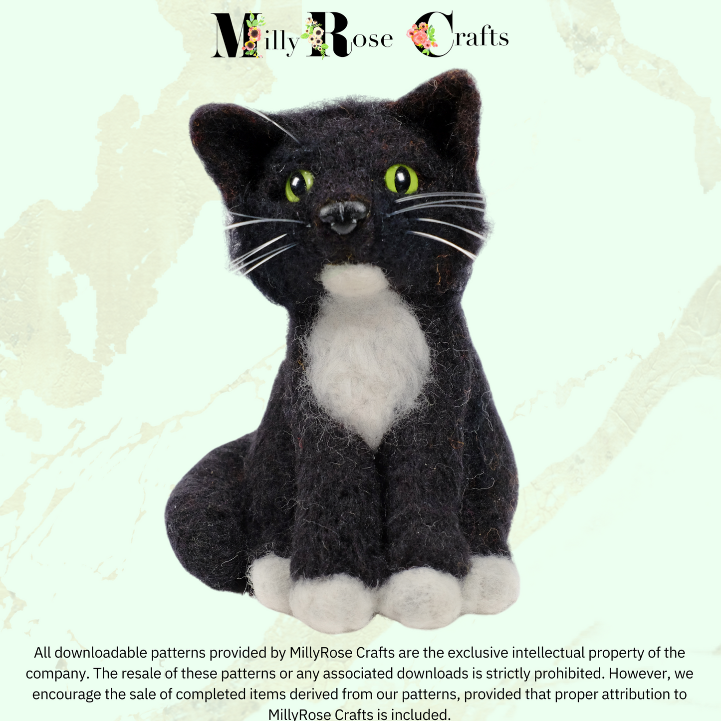 Spud the Cat Needle Felting Download Pattern .pdf Tuxedo Cat Felting Pattern Beginner's Kitten Needle Felting Guide pdf Download DIY Felting