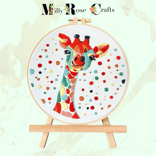 Giraffe Embroidery Kit Adult Beginner Colourful Giraffe Embroidery Cross Stitch Complete Kit 20cm Hoop Craft Gift Idea Embroidery kit Embroidery Kits