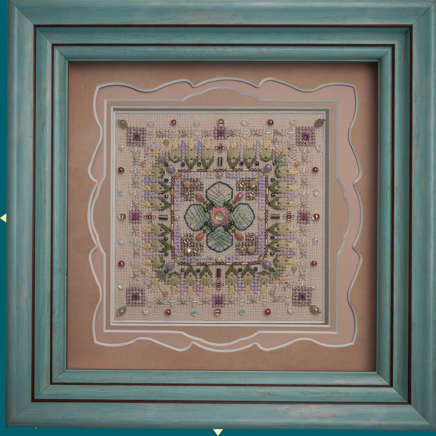 IMAKE Iris Trifold: Iris Veil Mini Luxury Cross Stitch & Mixed Media Needlework Kit Bead & Silk Embroidery