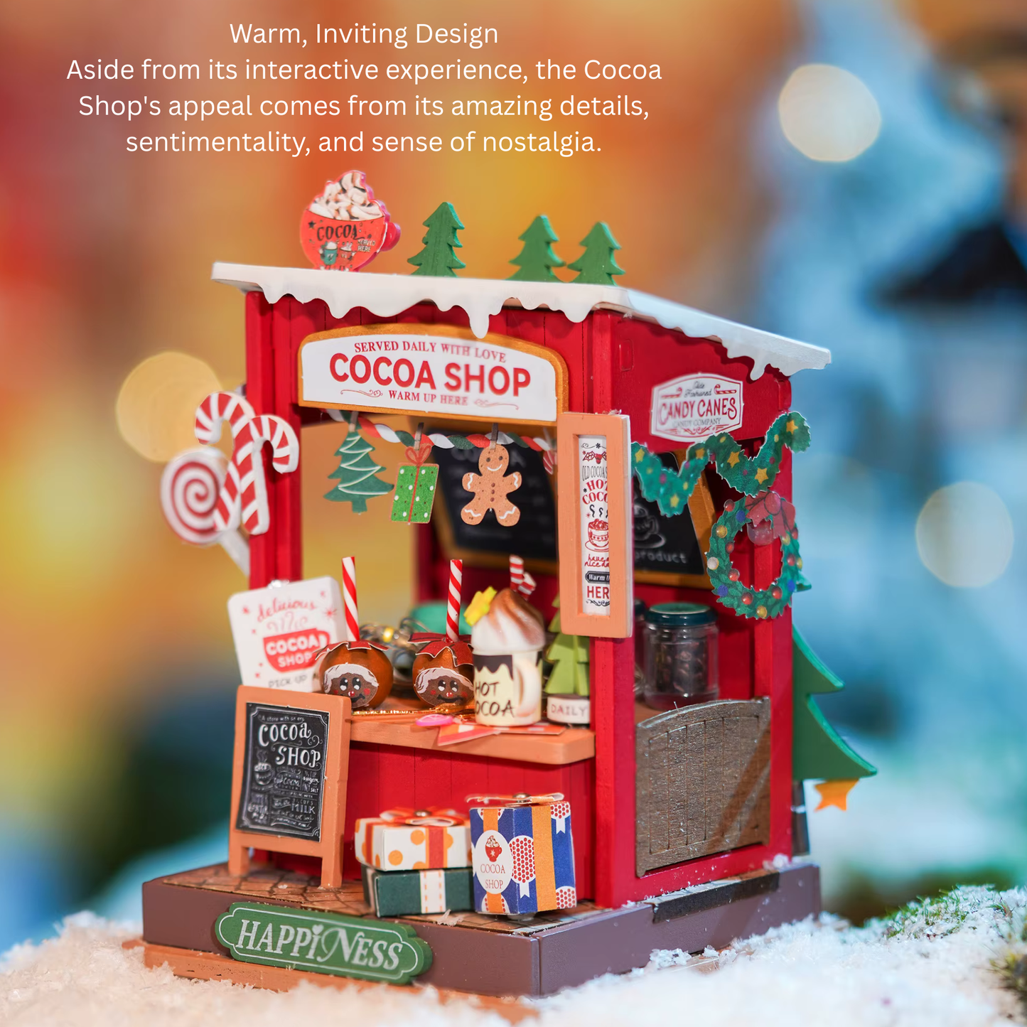 Rolife Christmas Cocoa Shop 3d Mini House Robotime Building Craft Kits DIY Miniature House Kit Decoration for Adults Gift For Christmas