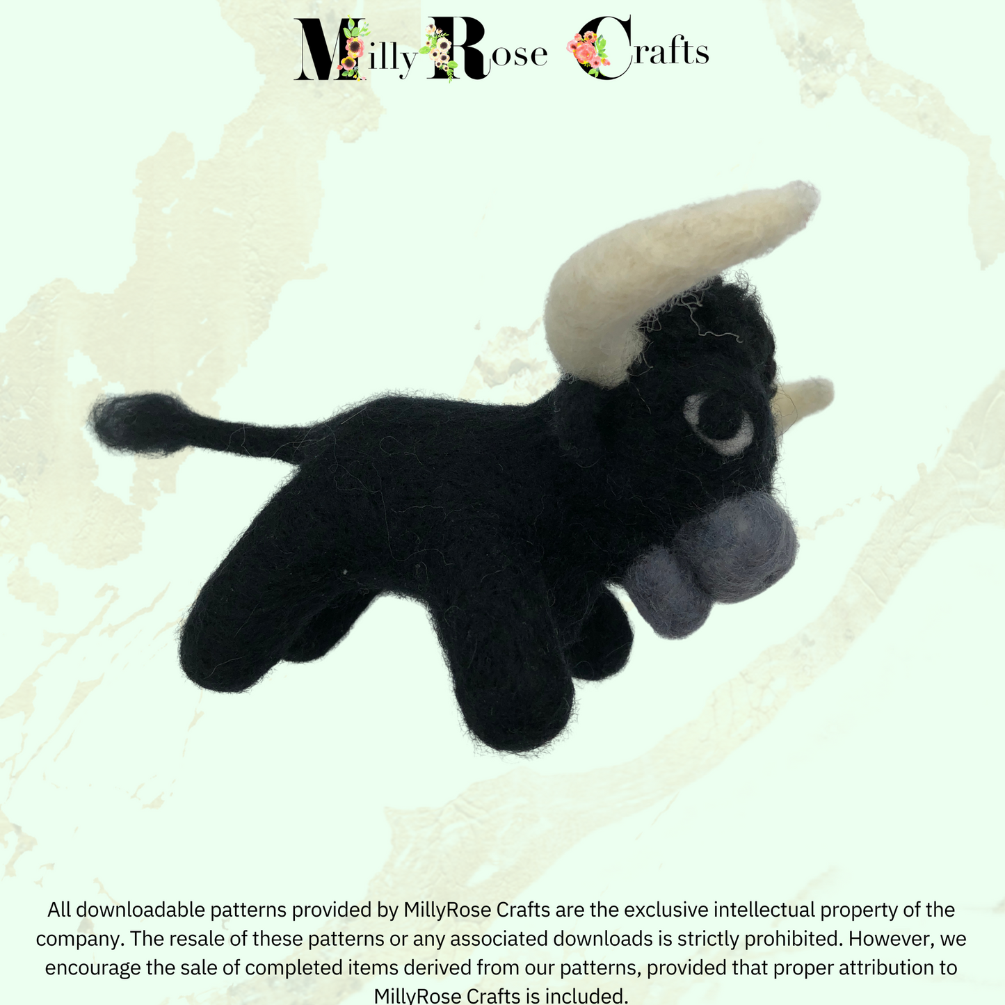 Little Black Bull Needle Felting Download Pattern .pdf El Toro Bull Felting Pattern Beginner's Needle Felting Guide pdf Download DIY Felting