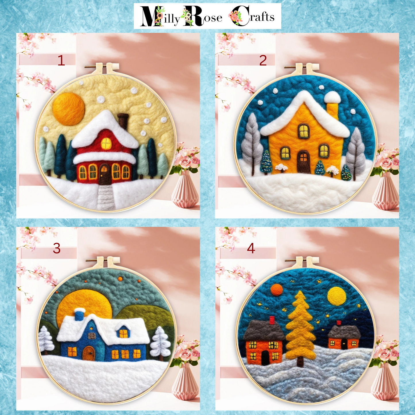 2D Winter Needle Felting Kits Starry Night Needle Painting Kit Snow Scene Needle Felting Kit Winter Craft Decor Perfect Christmas Gift Idea