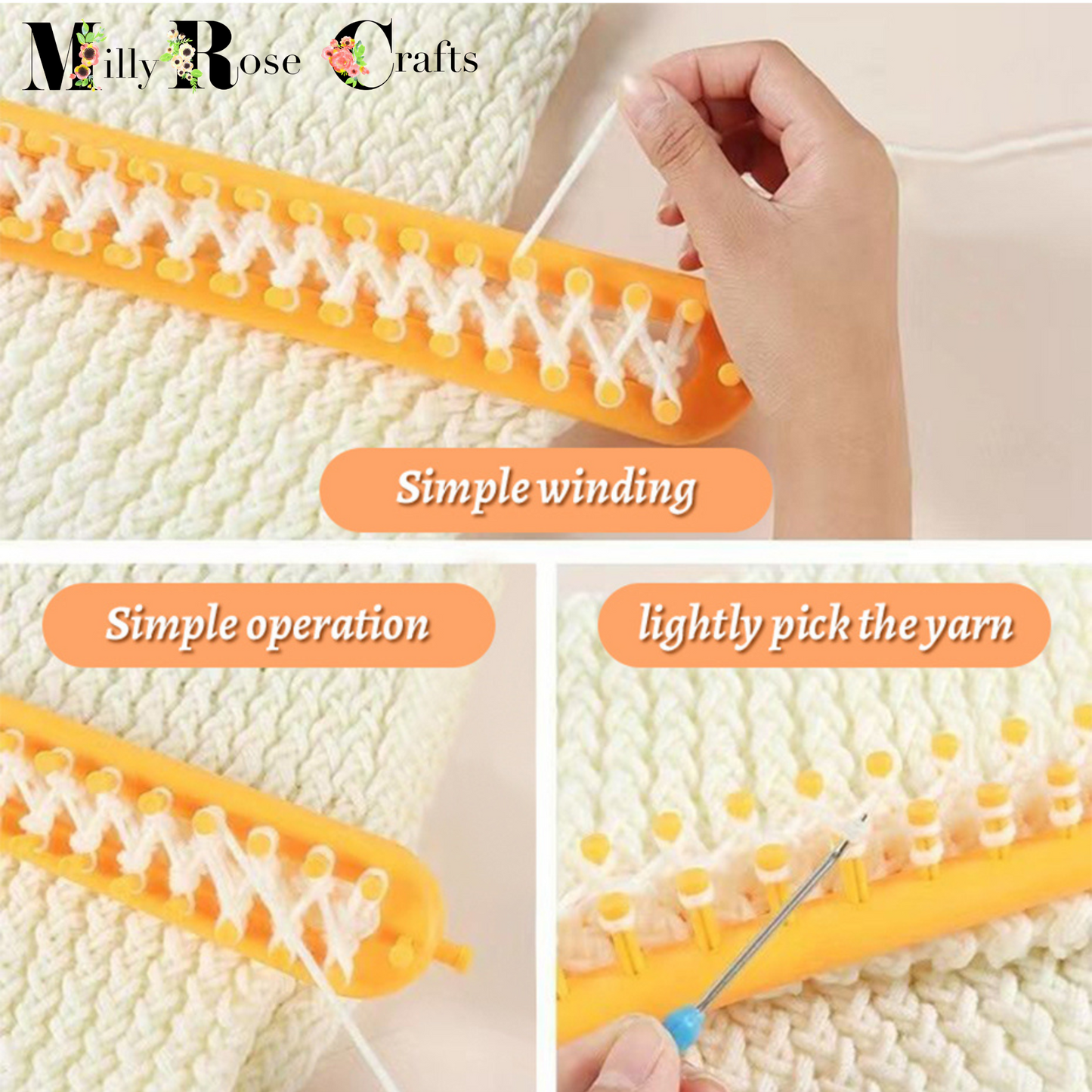 Hand Knitting Loom Kit Rectangular Round Loom Knitting Patterns Easy Stitch Chunky Scarf Hat Beanie Slouchy for Looms Child Friendly Craft