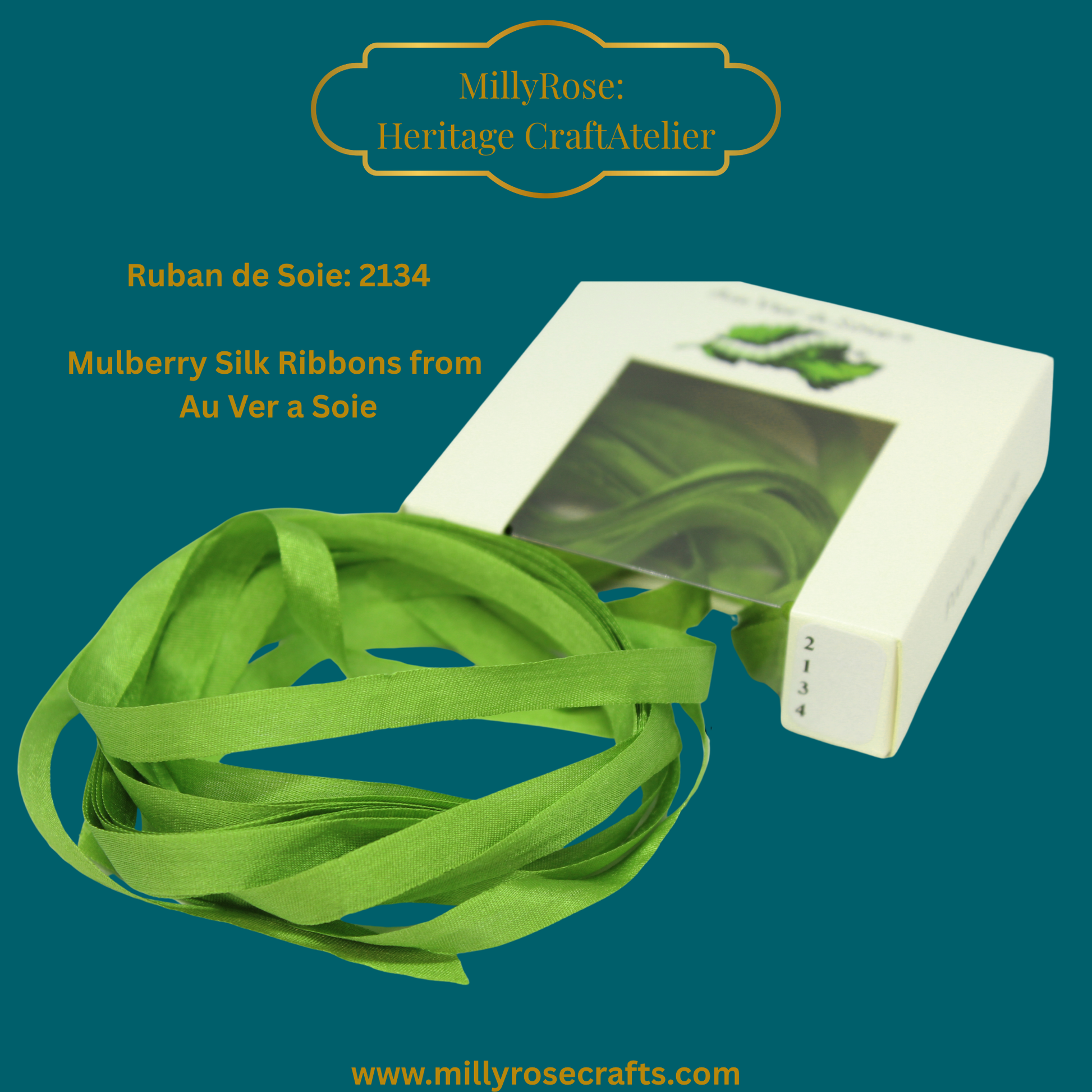 Au Ver à Soie 4mm 7mm mulberry silk ribbon color 2134 official swatch