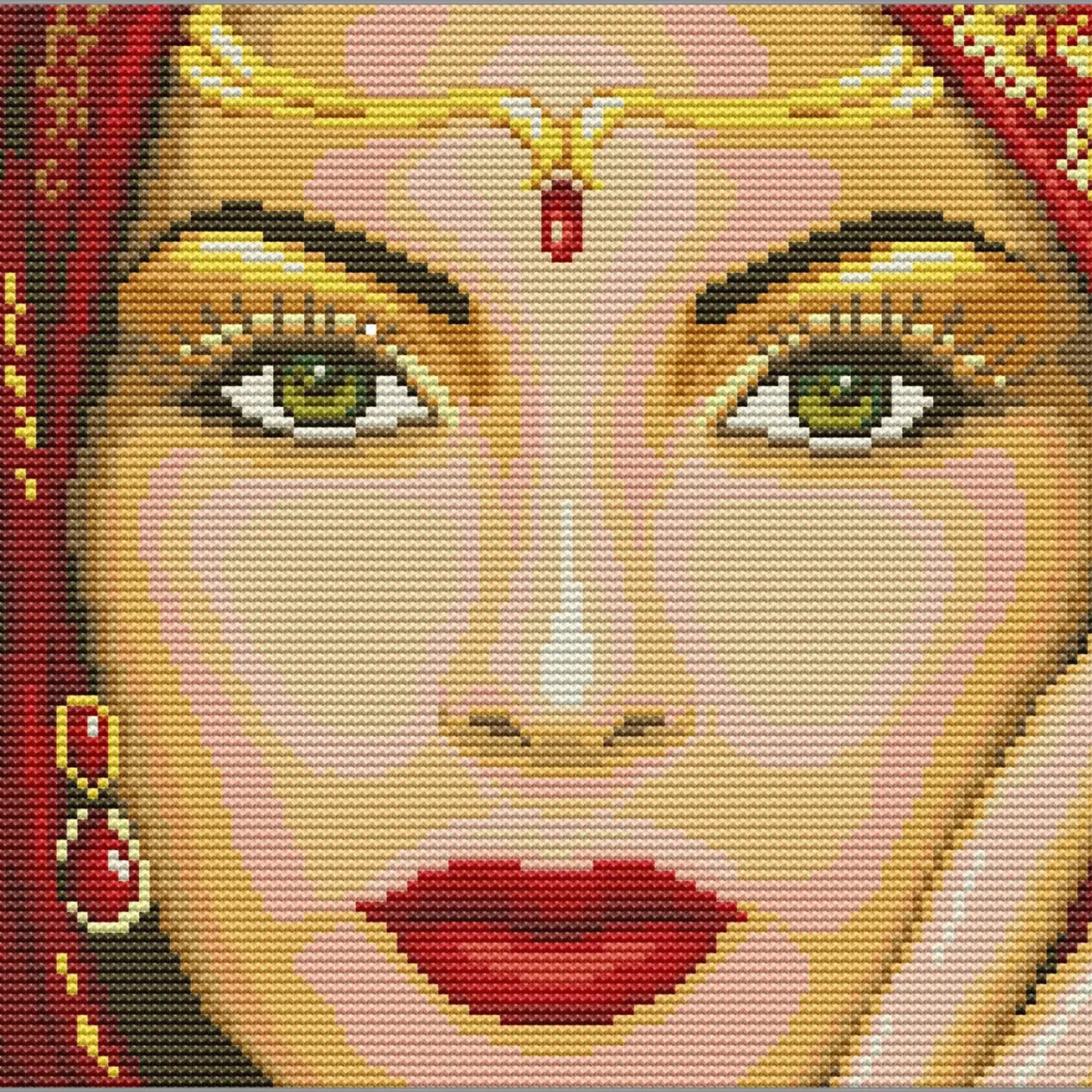 Asian Lady in Red Cross Stitch Kit 14ct Stamped Cross Stitch  11ct Indian Beauty Counted Cross Stitch Craft Gift Flower Embroidery Kit