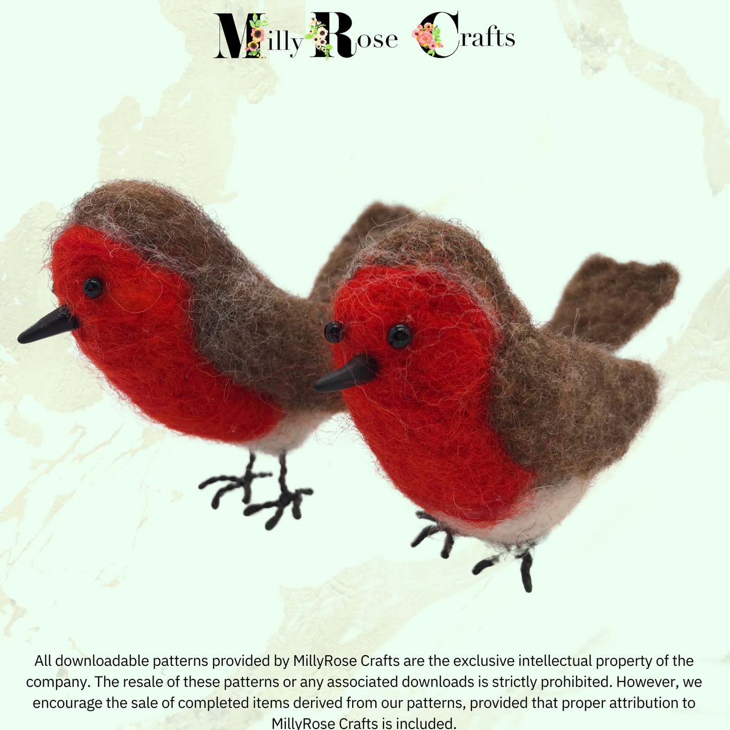 Robin Needle Felting Pattern pdf Felted Robin Redbreast Xmas Felting Download Pattern Beginner's Needle Felting Guide pdf DIY Felted Bird