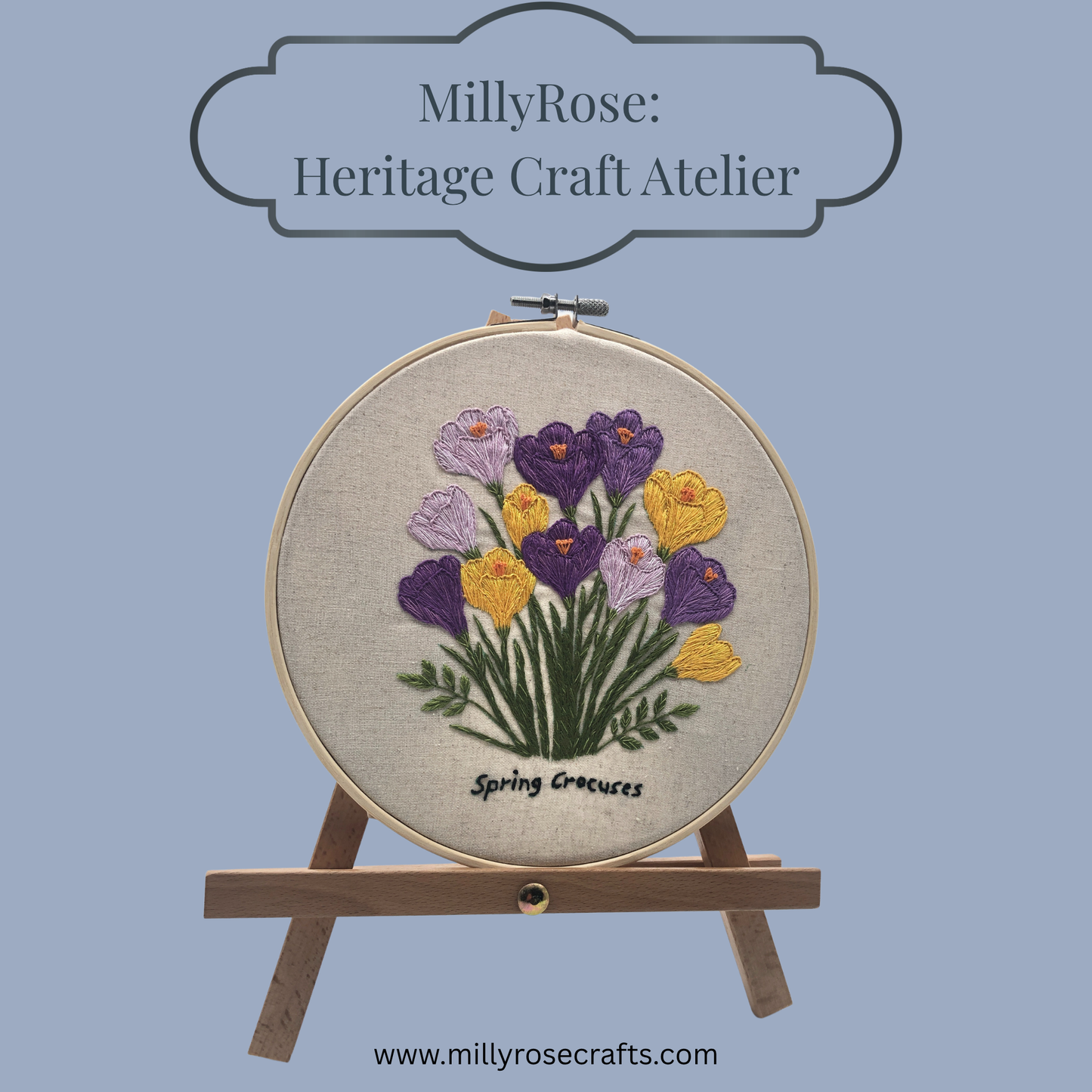 Spring Crocus Embroidery Kit, Floral Hand Needlework Kit, Beginner Botanical Craft, Heritage Floral Art, MillyRose Atelier