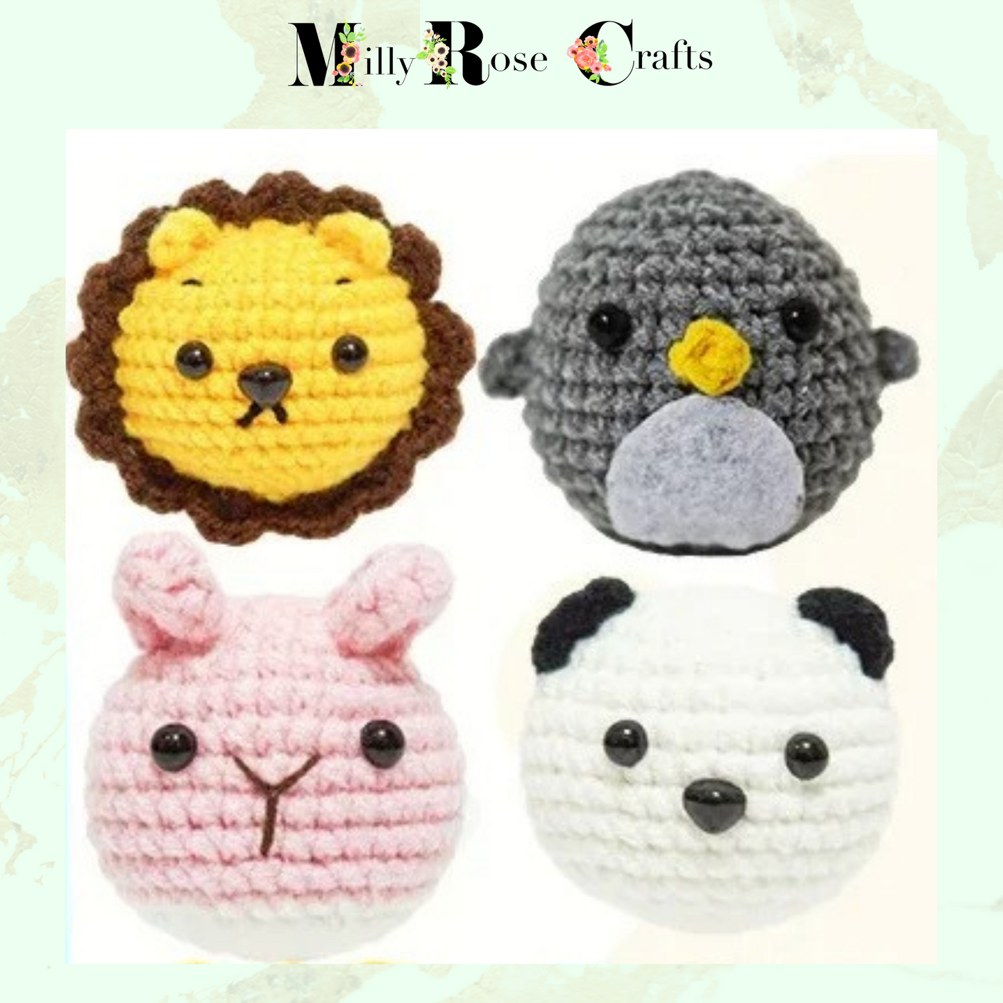 Beginner Crochet Kit  Animal Keyring Crochet Set Complete Crochet Kit Soft Toy Knitting Kit Soft Toy Pattern Craft Gift Idea