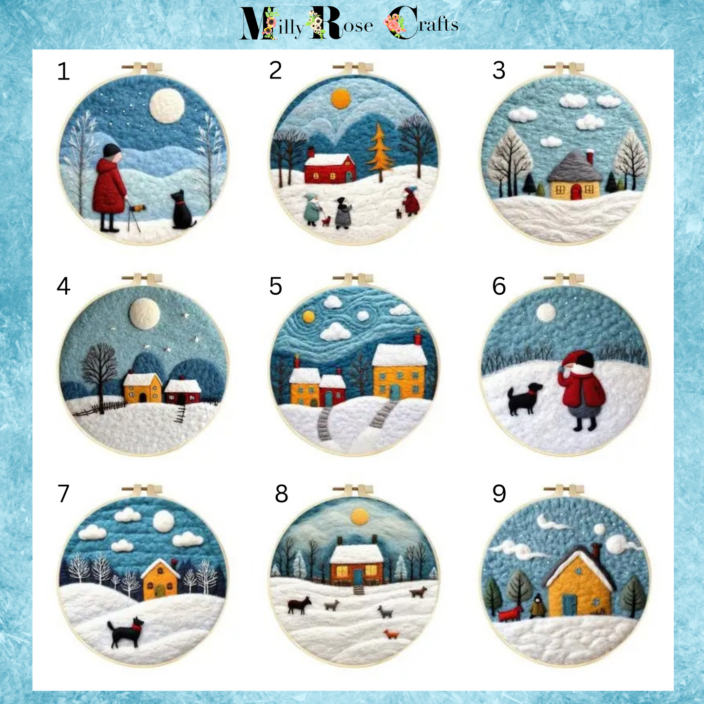 Me and My Dog 2D Needle Felting Kit Winter Scene Needle Painting Kit Snow Scene Needle Felting Kit Winter Craft Decor Perfect Christmas Gift Idea