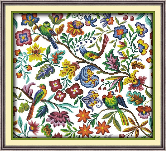 Birds and Flowers Cross Stitch Kit