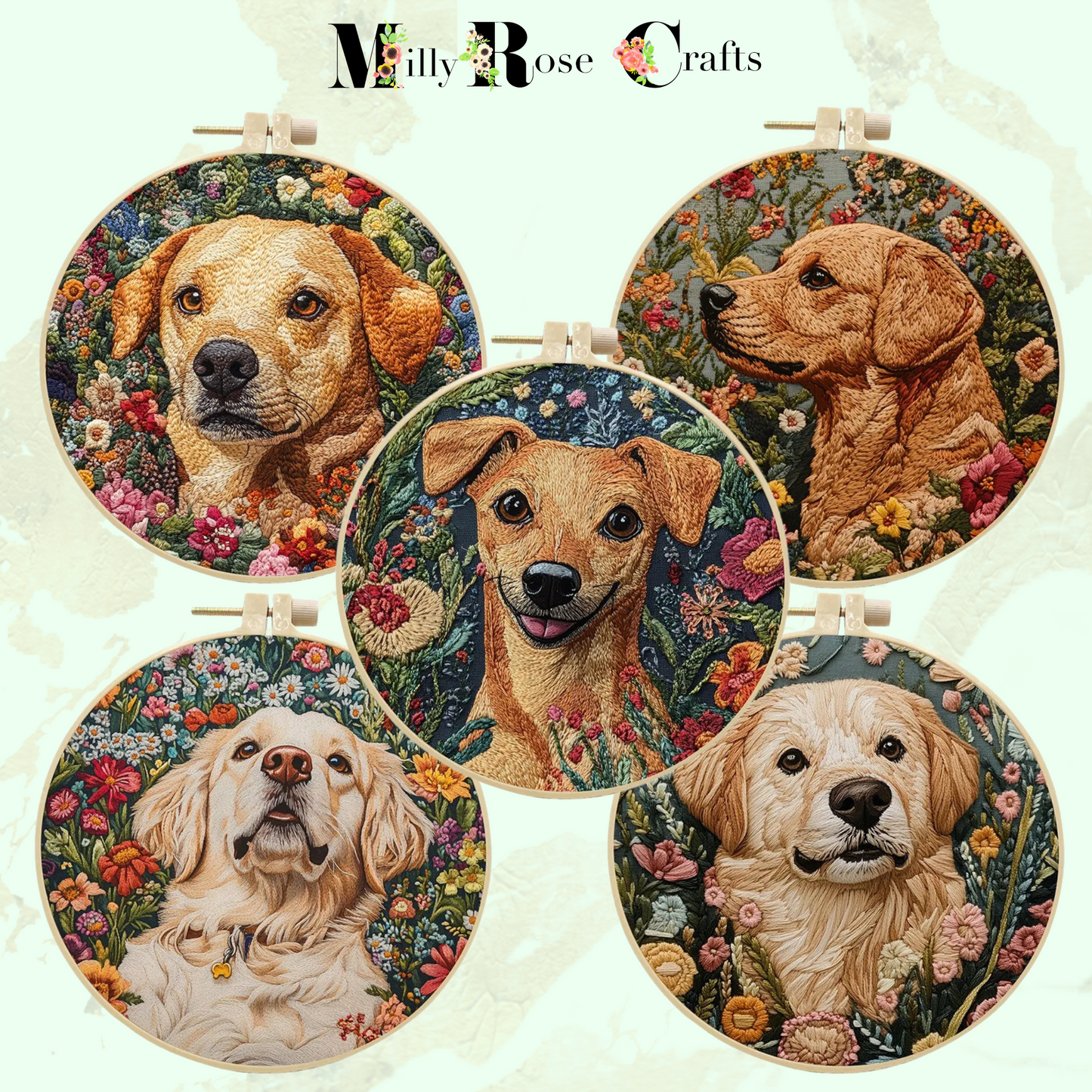 Retriever Dog Embroidery Kit Expert Embroidery Adults Terrier Embroidery Cross Stitch English Instruction Thread Painting Needles 15cm Hoop