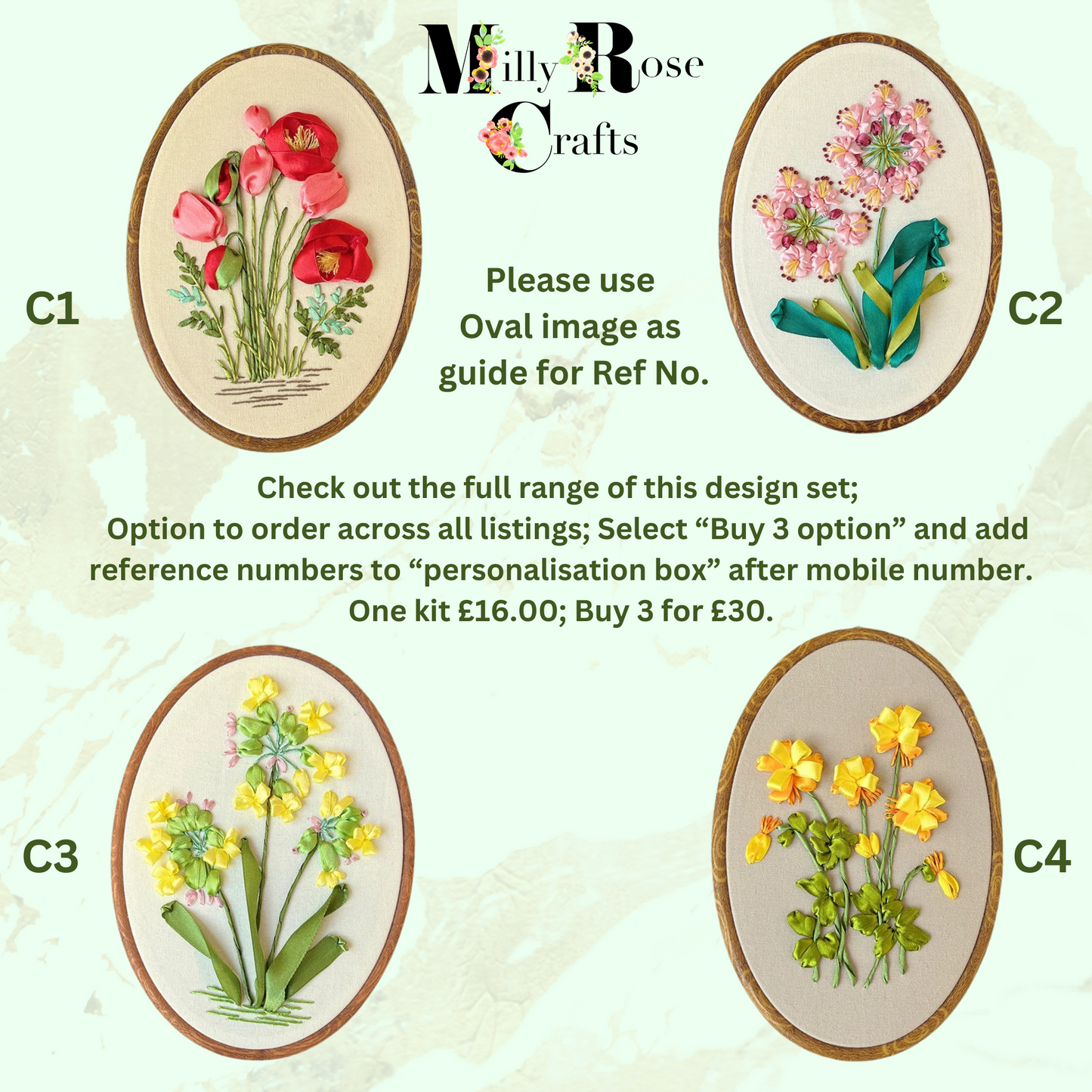 Silk Ribbon Embroidery Kit Round Frames, Poppies Silk Ribbon Embroidery Alium Primula Buttercups Silk Ribbon Beginner Needlework Craft Adult