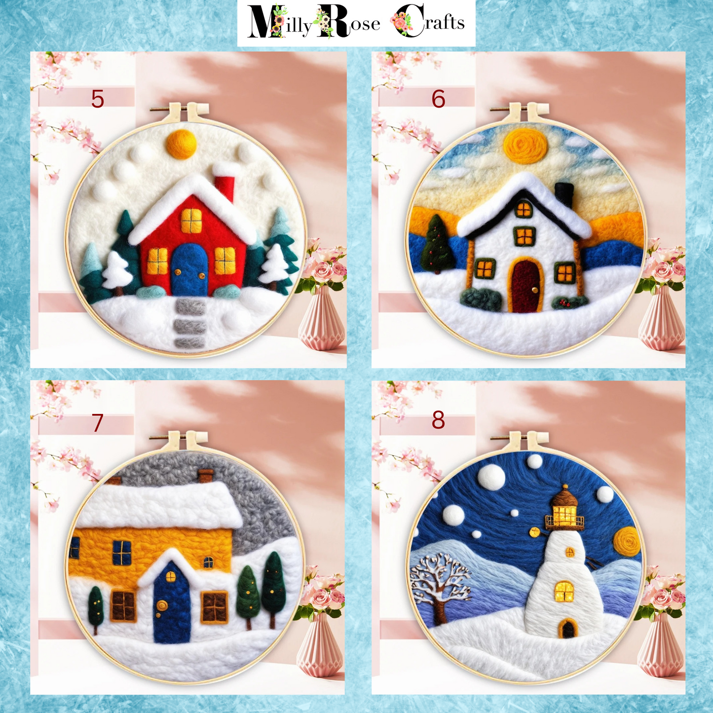 2D Winter Needle Felting Kits Starry Night Needle Painting Kit Snow Scene Needle Felting Kit Winter Craft Decor Perfect Christmas Gift Idea