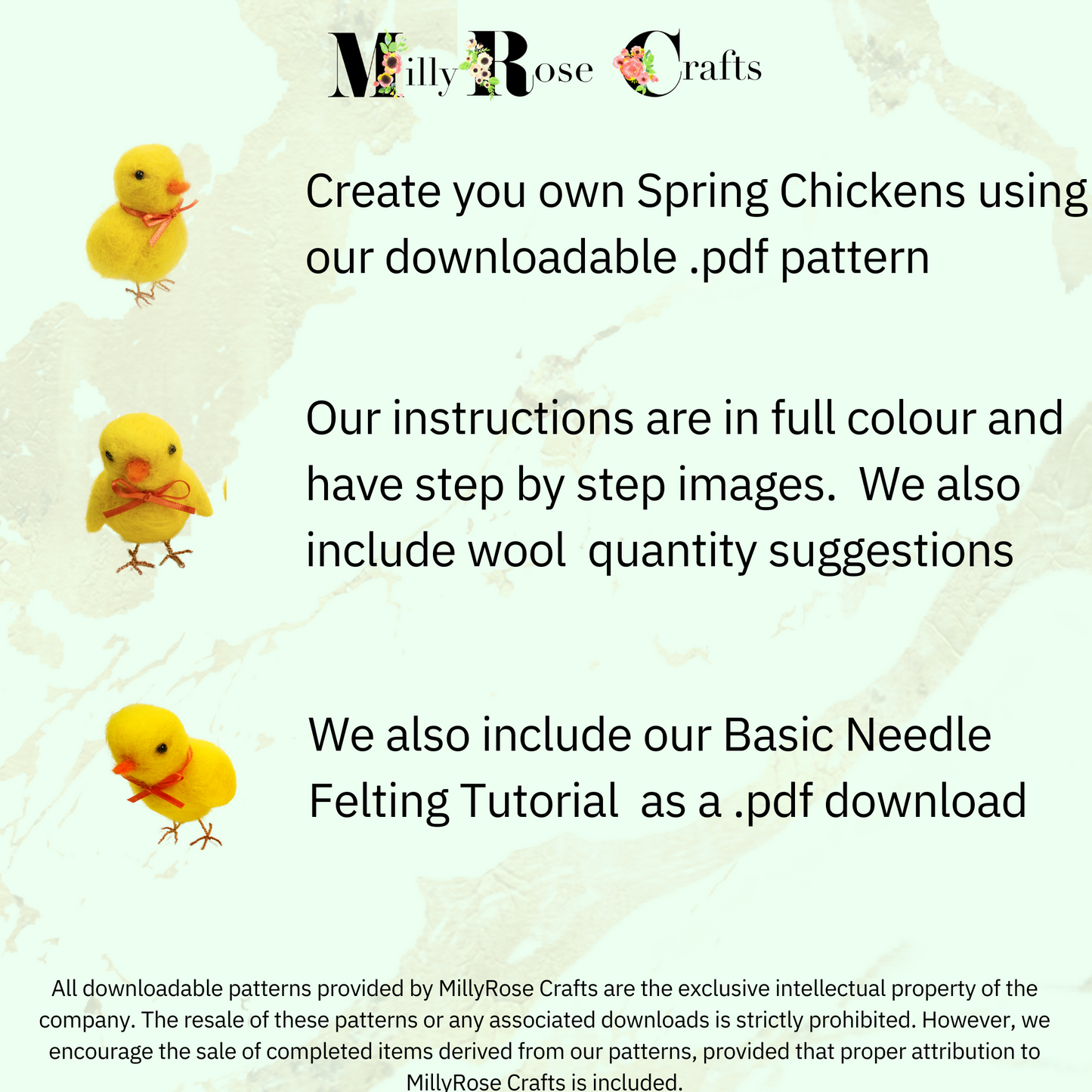 Spring Chicken Needle Felting Download Pattern .pdf easter Chicks Felting Pattern Beginner's Mice Needle Felting Guide pdf Download DIY Felting