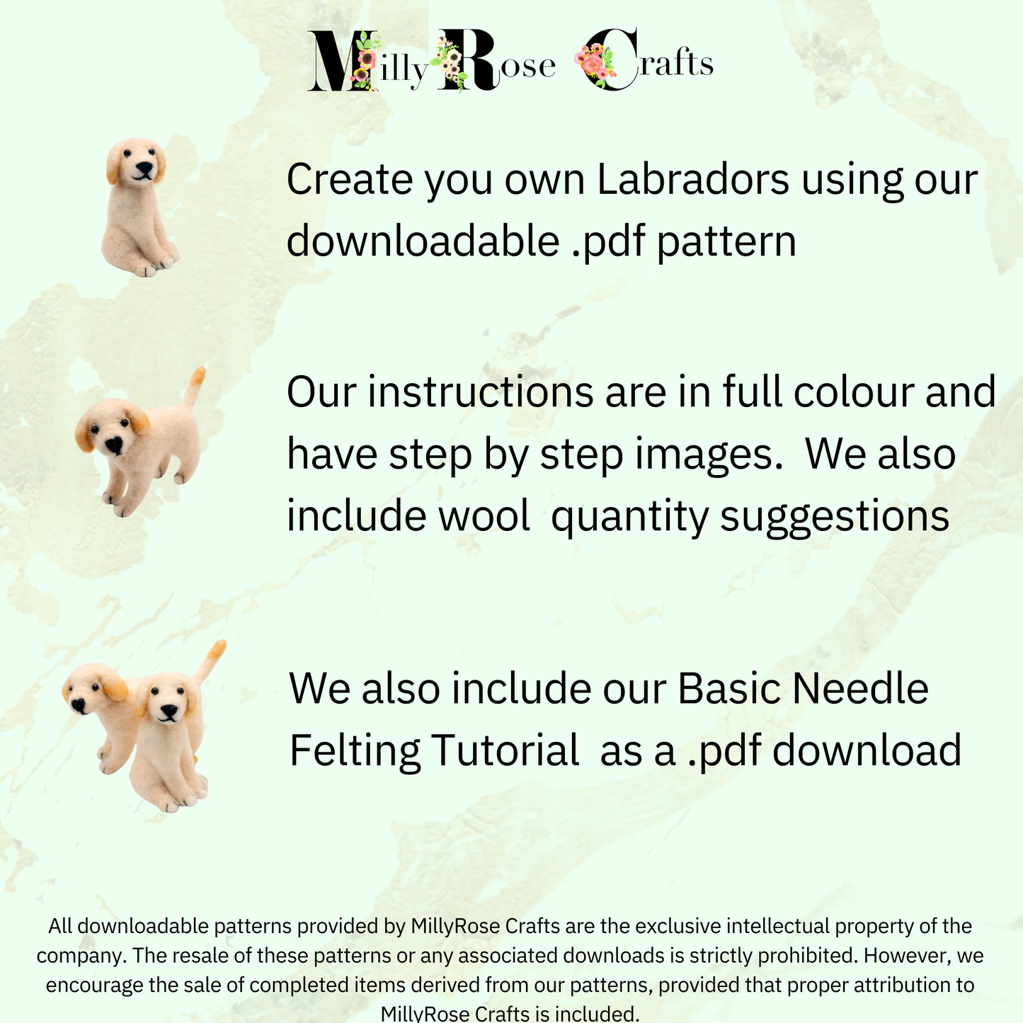 Labrador Needle Felting Pattern .pdf Download Puppy Dogs Felting Pattern Beginner's Needle Felting Guide Download MillyRose Crafts.pdf felting