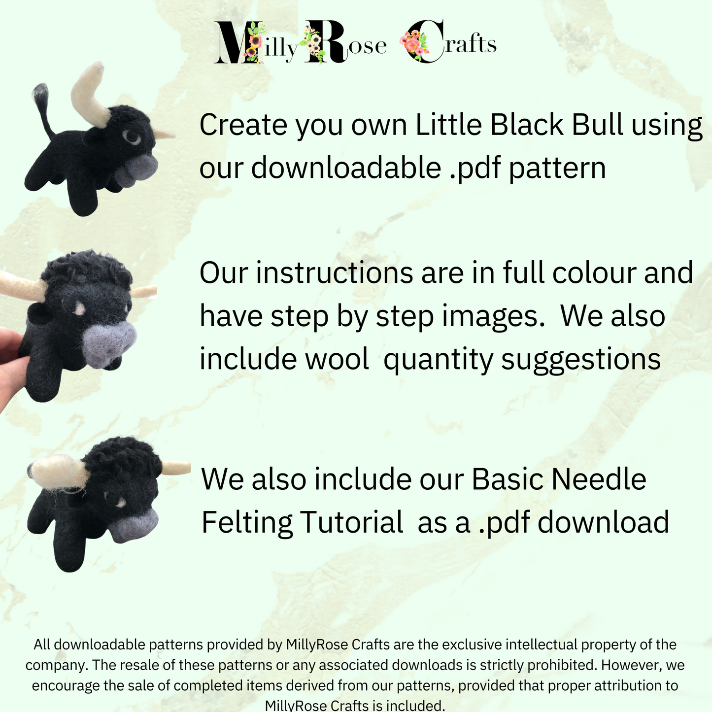 Little Black Bull Needle Felting Download Pattern .pdf El Toro Bull Felting Pattern Beginner's Needle Felting Guide pdf Download DIY Felting