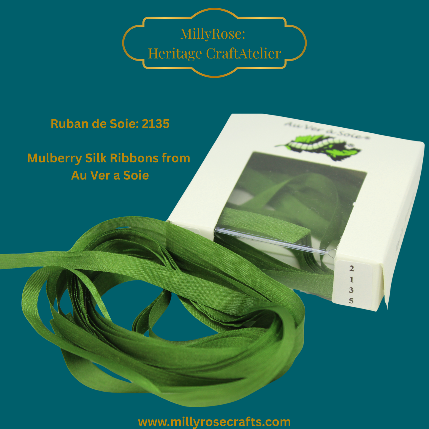 Au Ver à Soie 4mm 7mm mulberry silk ribbon color 2135 official swatch