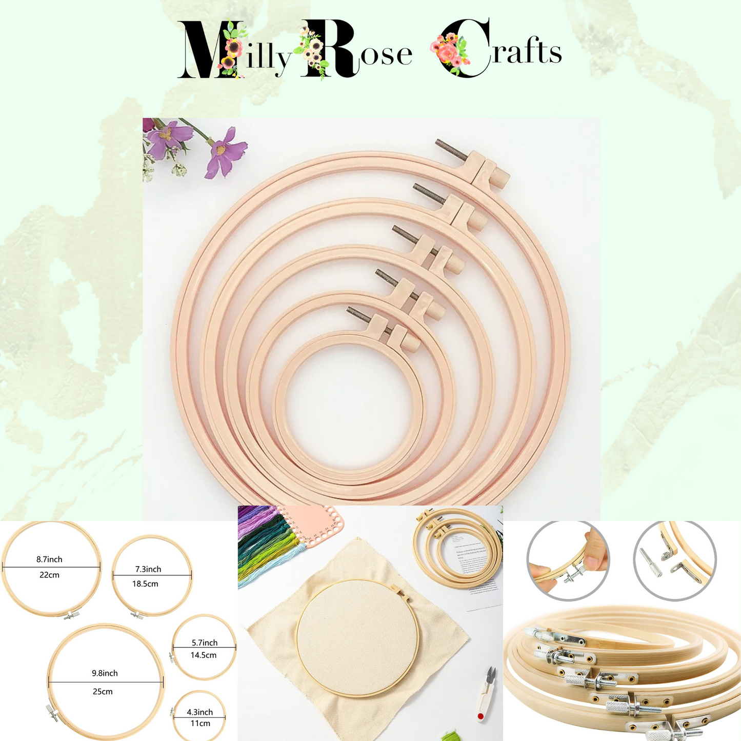 Deluxe Embroidery Kit Set of CXC Embroidery Threads Hands Free Table Hoop Holder 1-35 Amo Threads Cross Stitch Samplers Variegated Threads 20cm Adjustable Hoops Set Craft Gift Idea