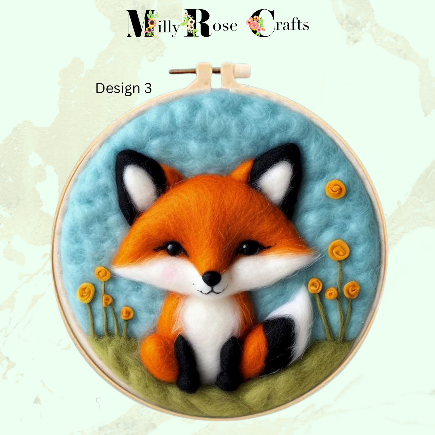 2D Needle Felting Kit Hedgehog Wool Painting Kit Fox Needle Felting Kit Squirrel Wool Painting Beginner Needle Felting Craft Gift Idea