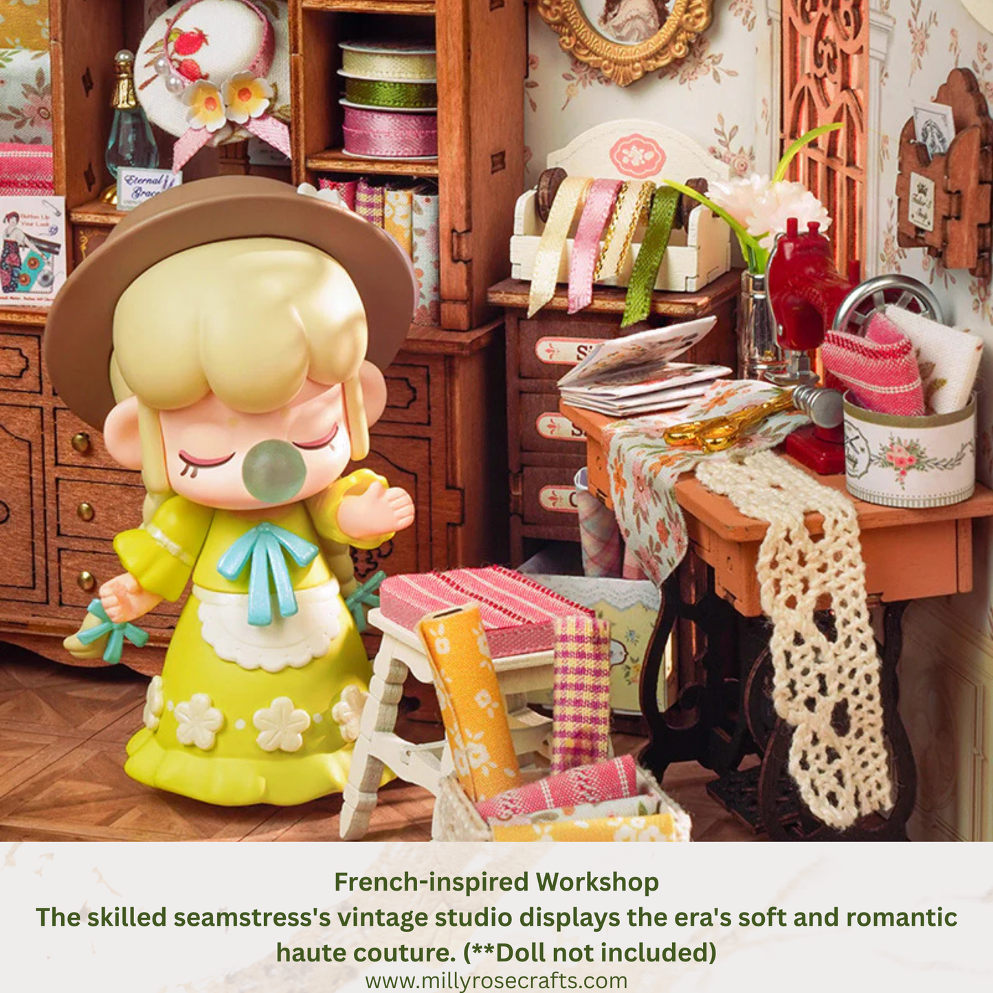 Rolife Elsa's Tailoring DIY Miniature House Robotime Dollhouse Studio Vintage Victorian Style Decor For Miniature Collectors 14+ Adults