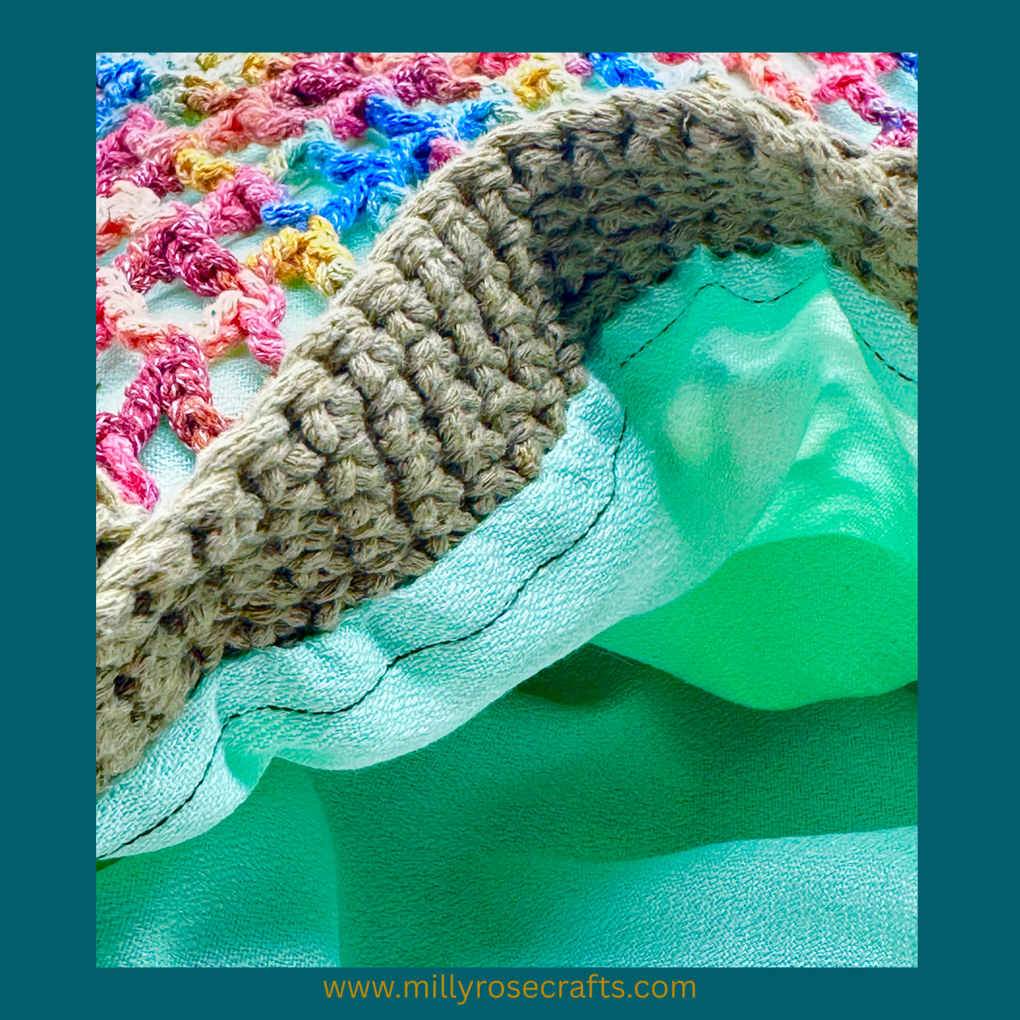Hand-Crocheted Summer Tote Bag – Lined Cotton Market Bag with Double Romanian Cord Handle – Made in Spain