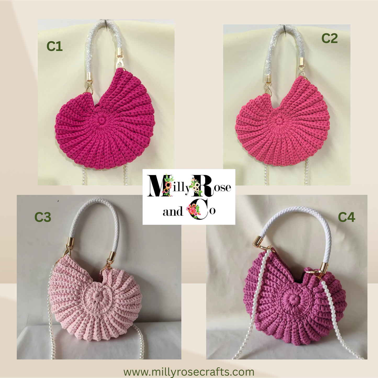 Crochet Nautilus Shell Hand Bag