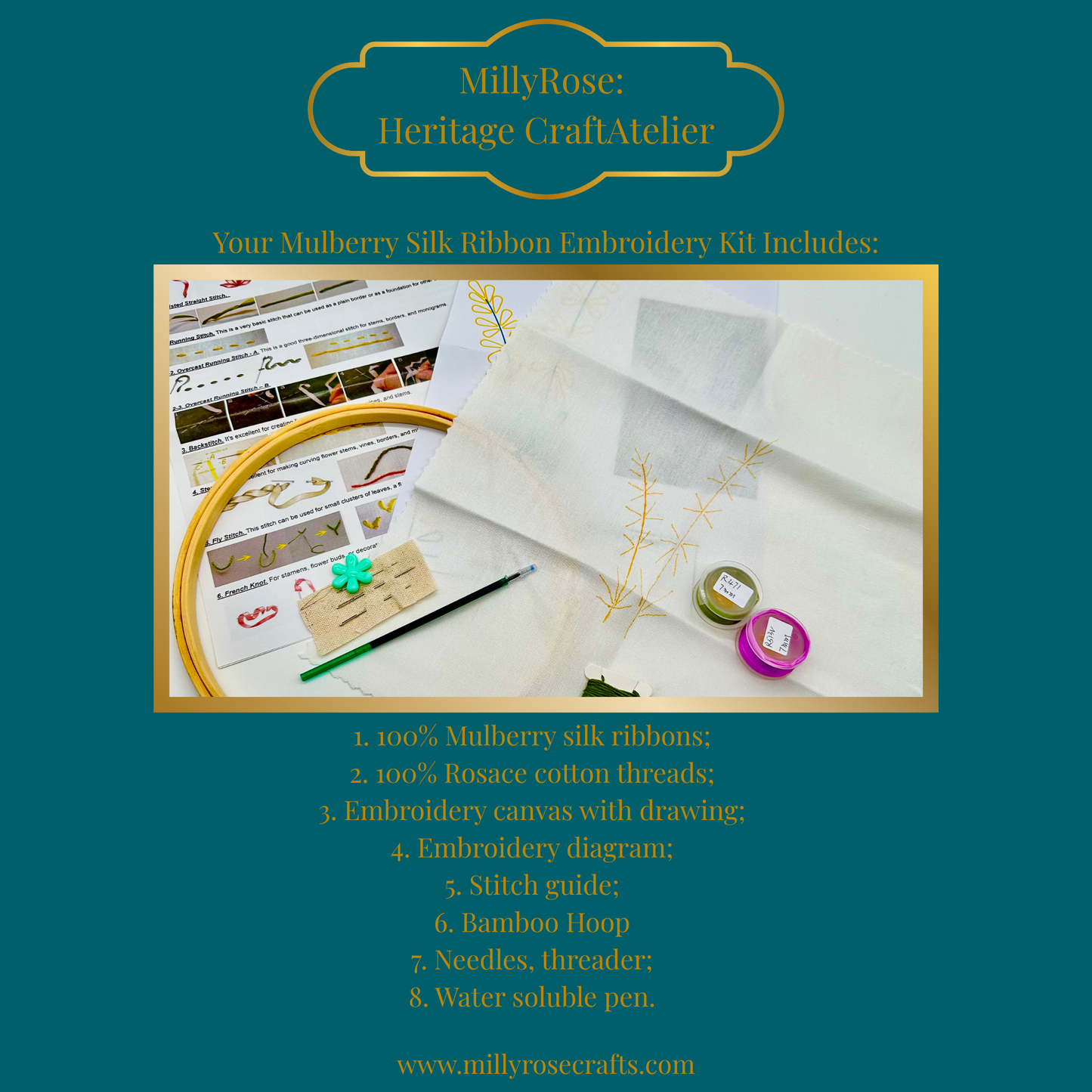 Mulberry Silk Ribbon Lavender Embroidery Kit Beginner Friendly – Silk Road Collection