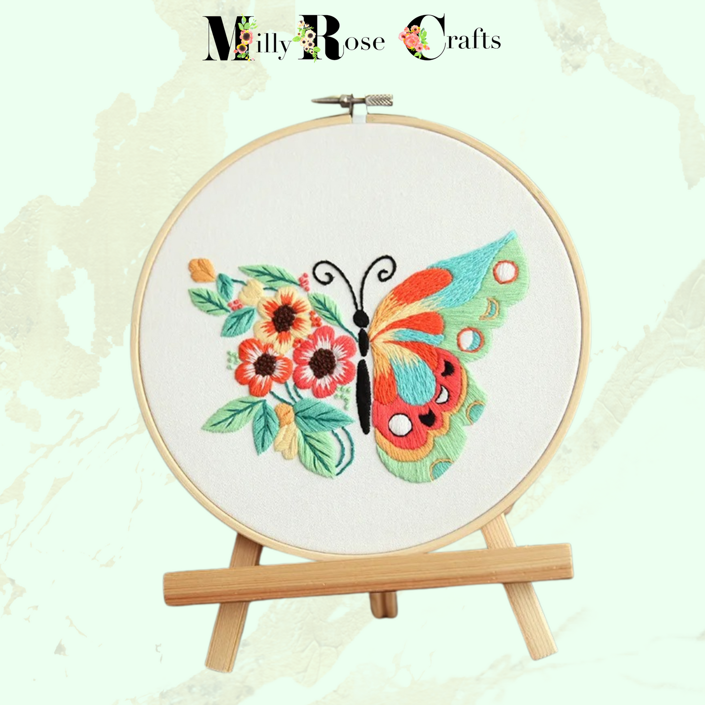 3 Set Butterfly Embroidery Kit DIY Beginner Butterfly Flower Embroidery Kit  Preprinted Cloth Embroidery Threads for Craft Lover Hand Stitch